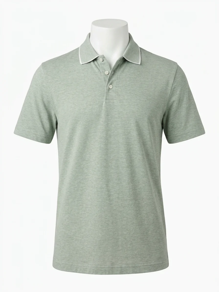 Short-Sleeve Movement Pique Polo Shirt In Moss Stone Melange