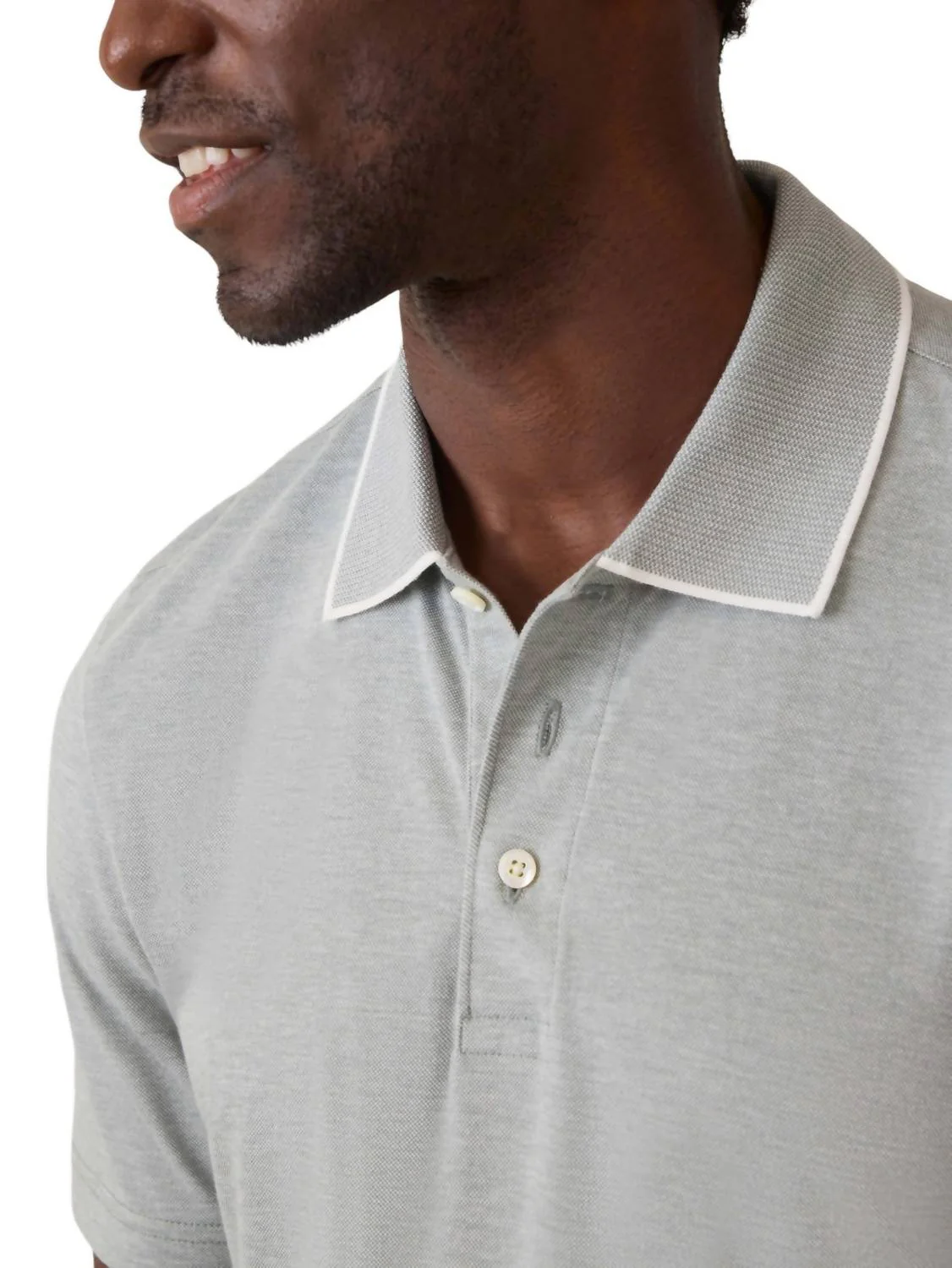 Short-Sleeve Movement Pique Polo Shirt In Moss Stone Melange - Image 3