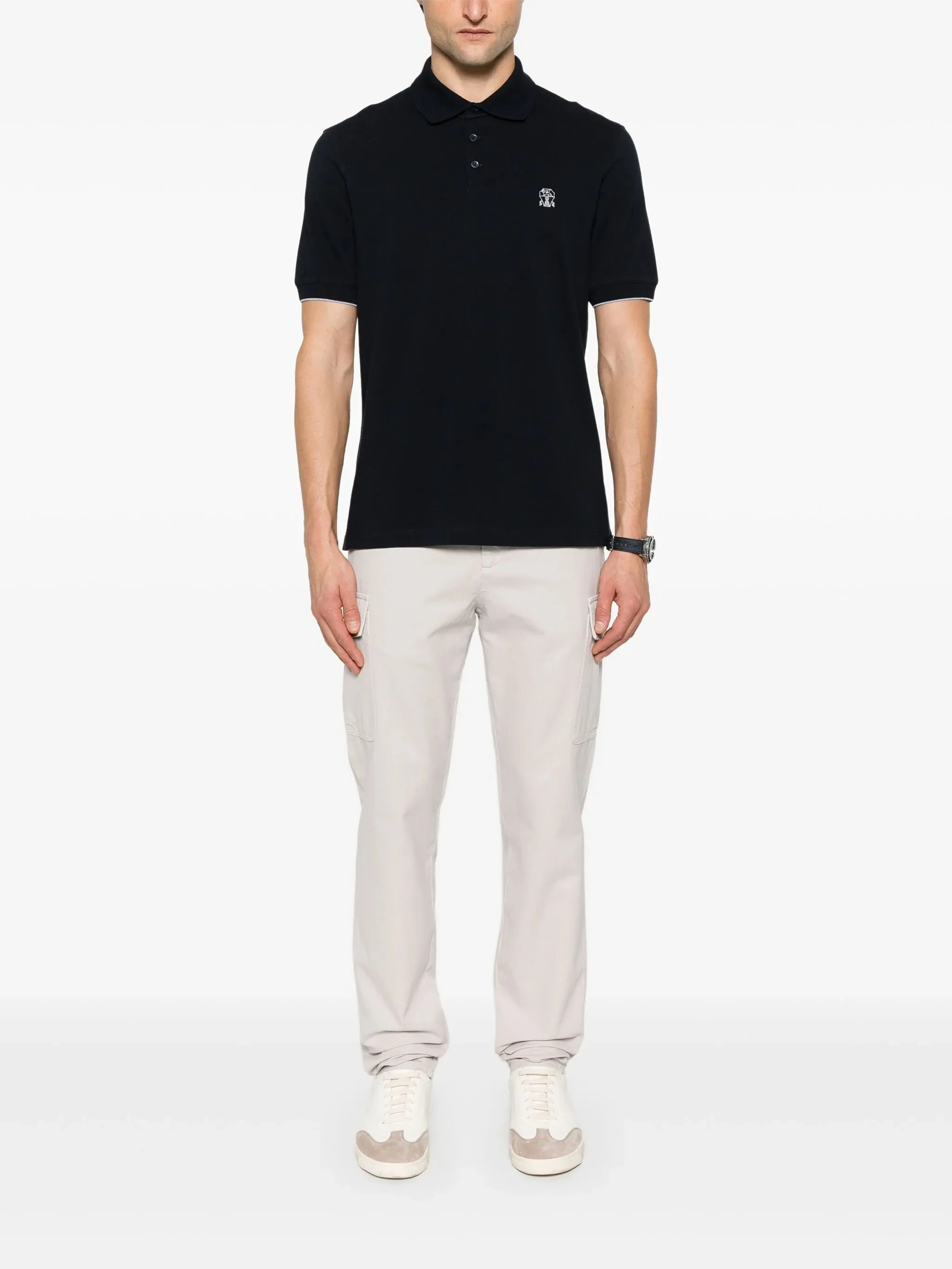 Short-Sleeve Traditional Collar Cotton Polo - Image 2