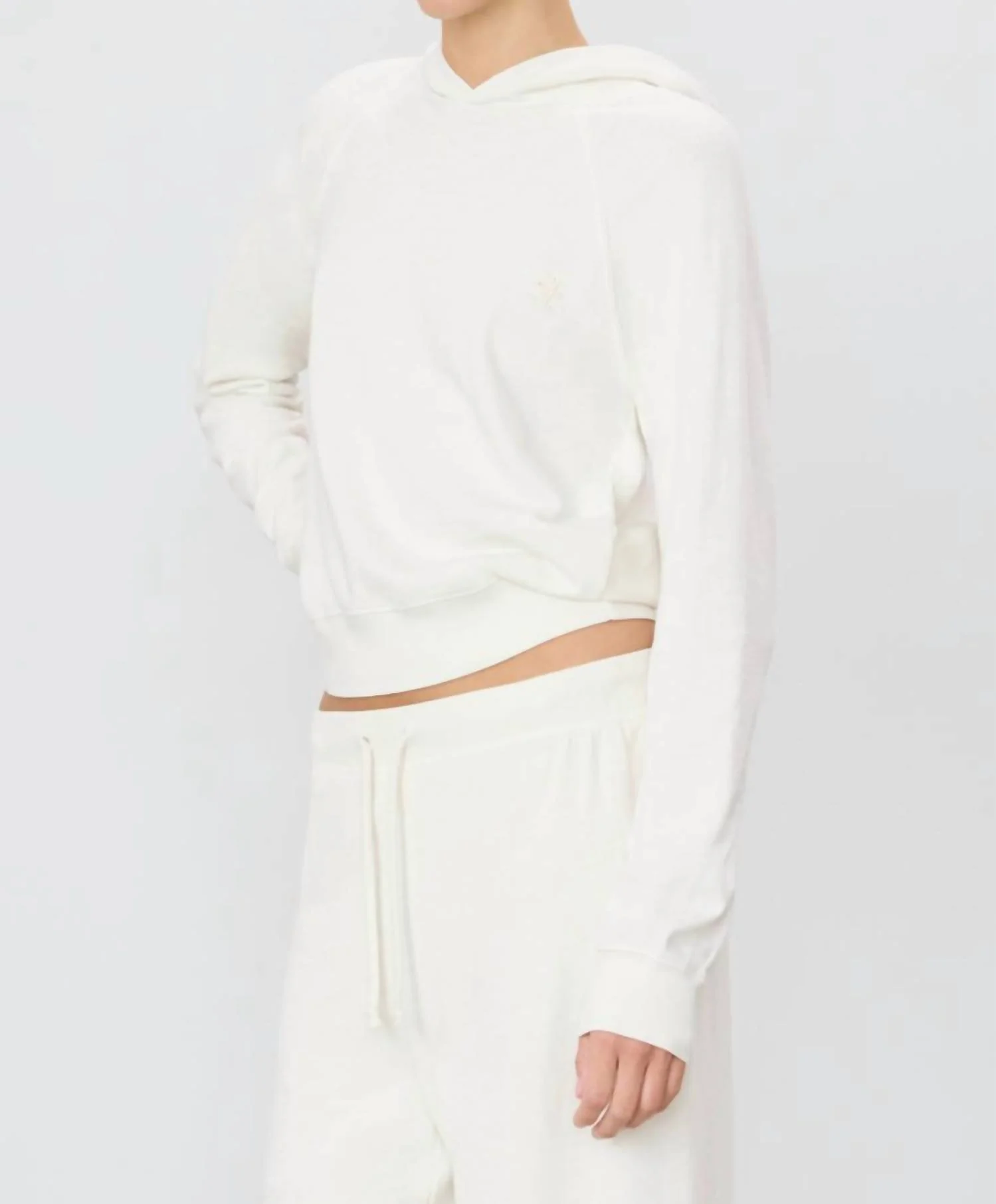 Shrunken Hoodie Sweatshirt In Bone - Image 2