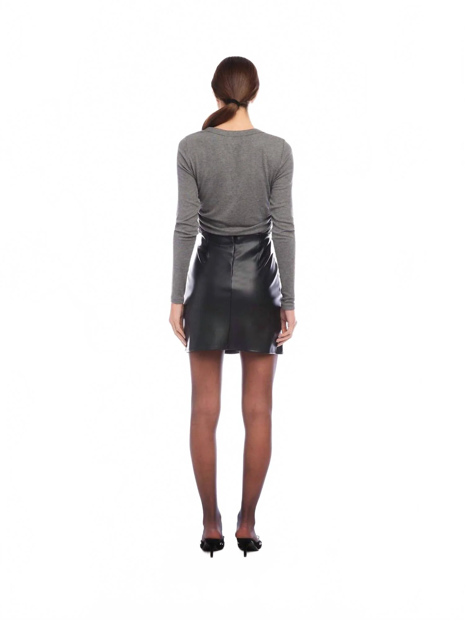 Side Shirred Top In Charcoal - Image 2