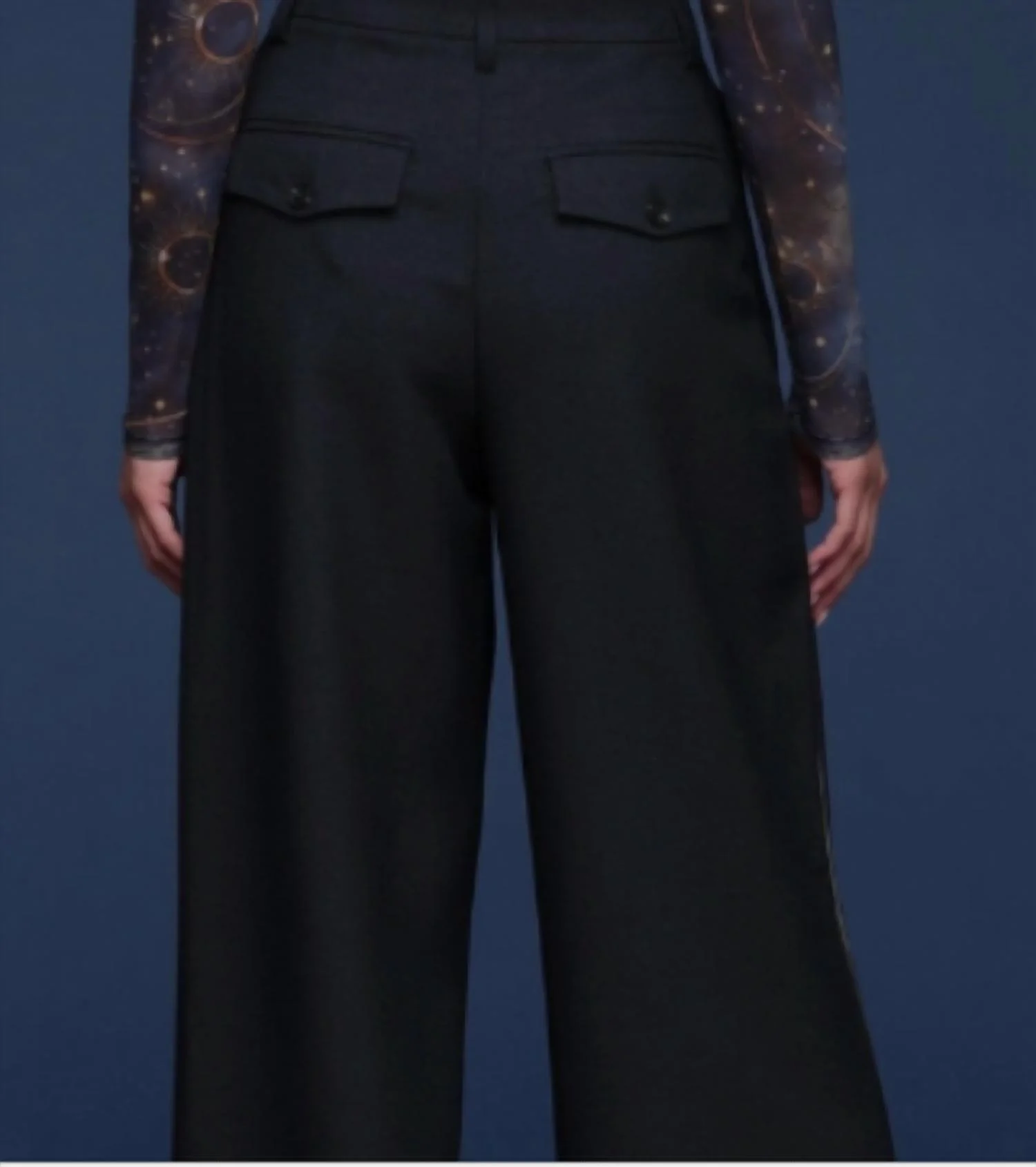 Side Stripe Wide Leg Trouser In Heather Navy - Image 3