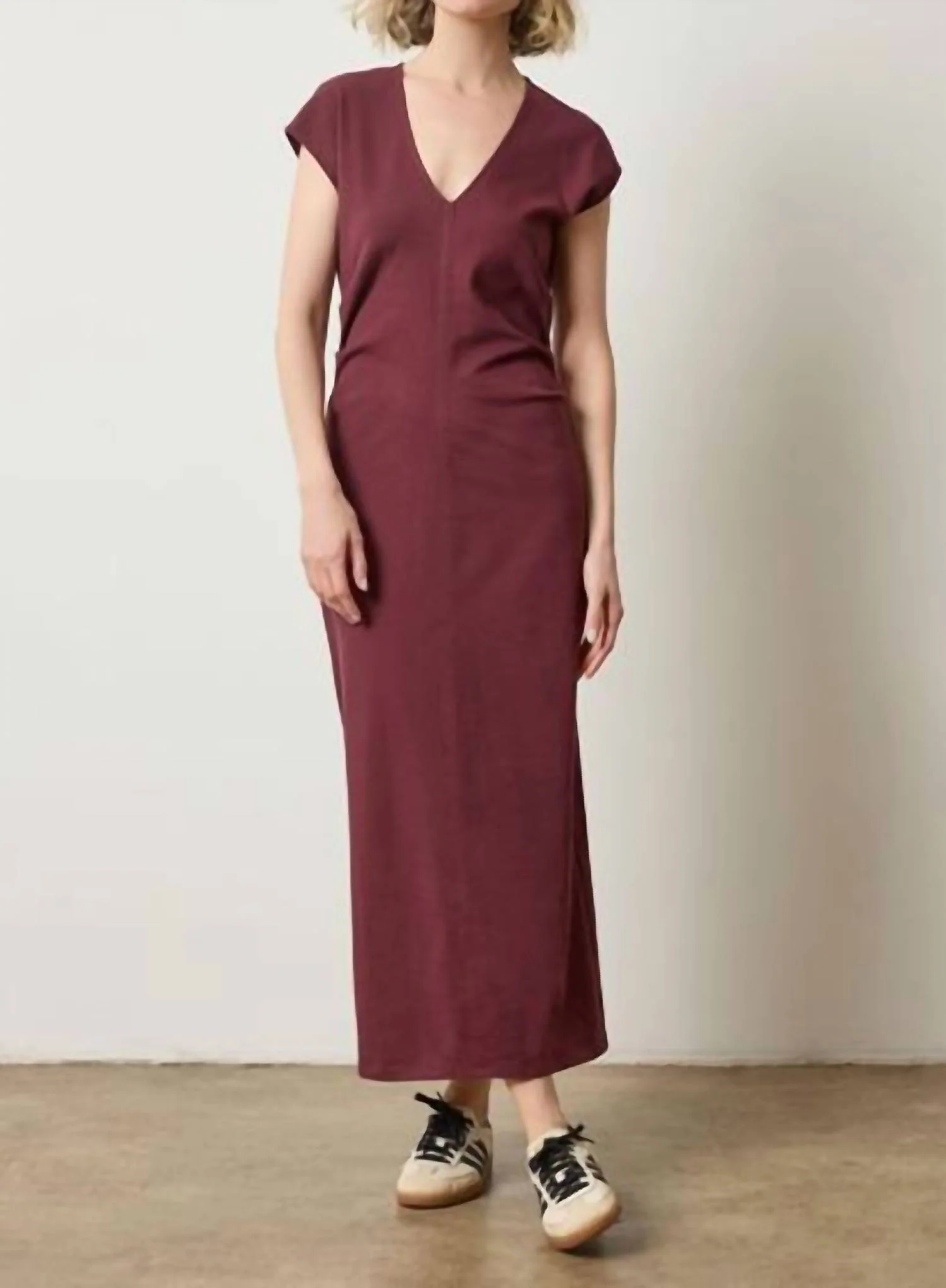 Side Tuck Maxi Dress In Mulberry
