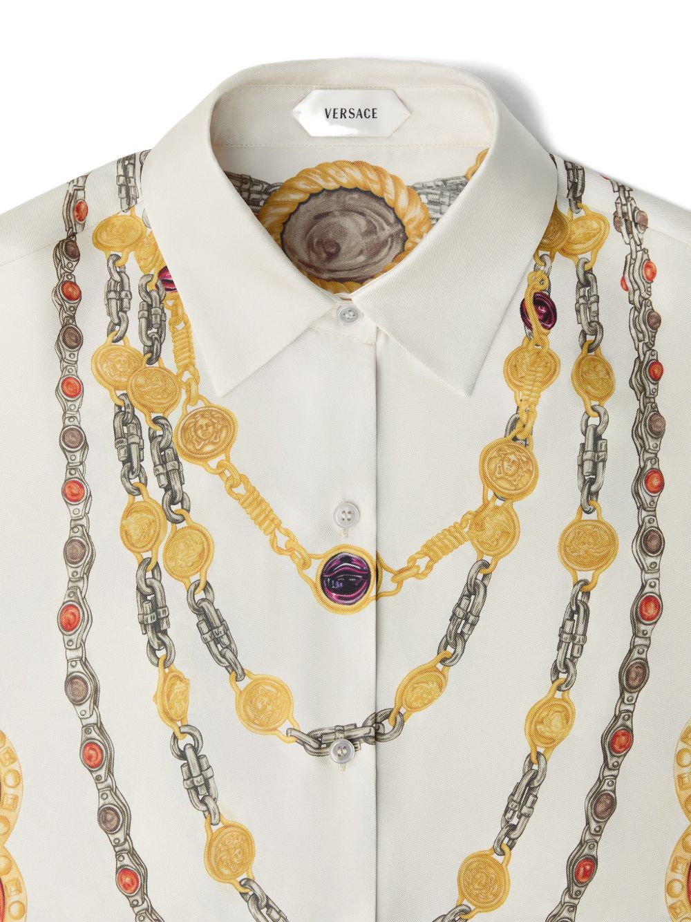 Silk And Nylon Top With Intricate Chain Medallion Prints - Image 3