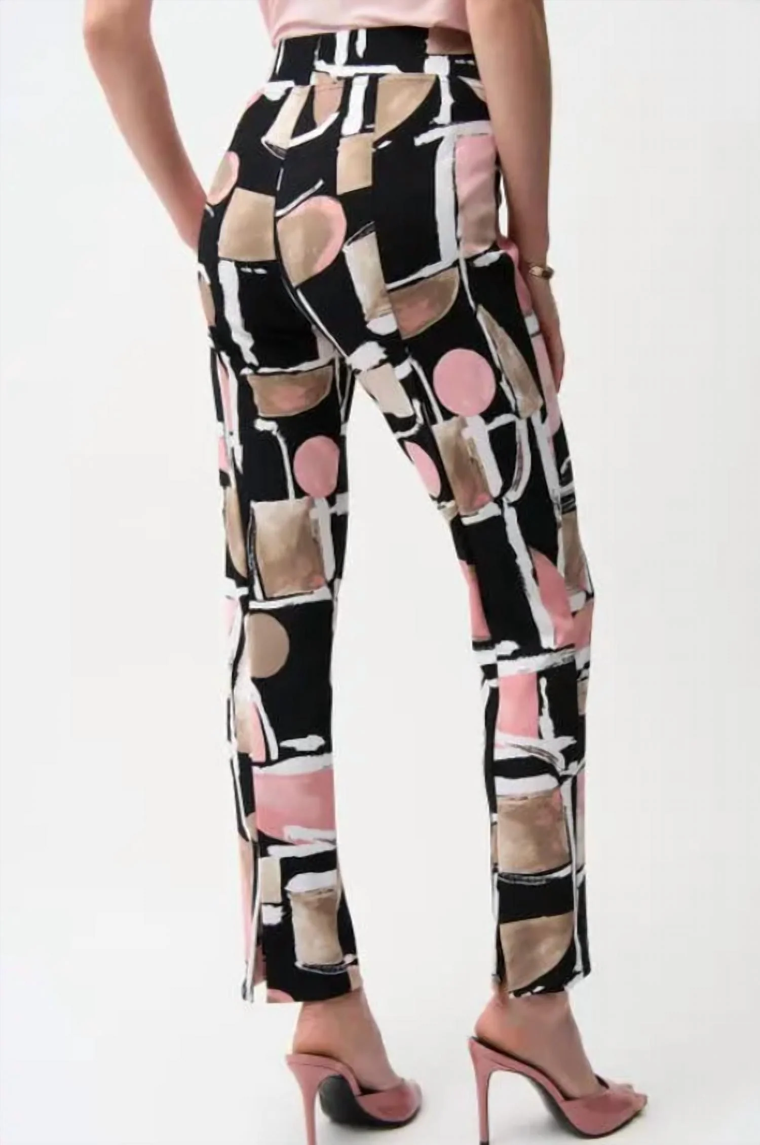Silky Knit Abstract Print Straight Pull-On Pant In Black/multi - Image 2