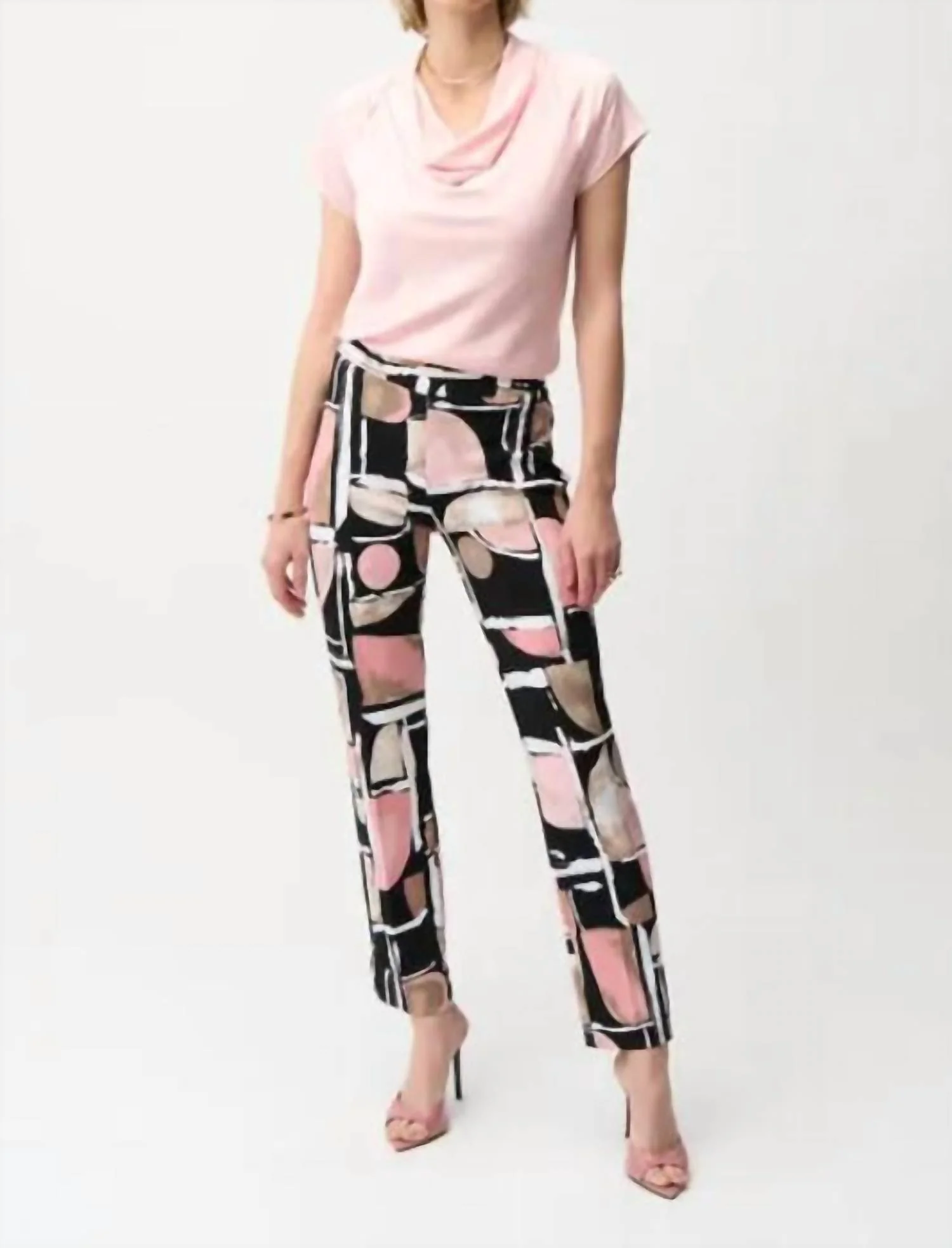 Silky Knit Abstract Print Straight Pull-On Pant In Black/multi - Image 3
