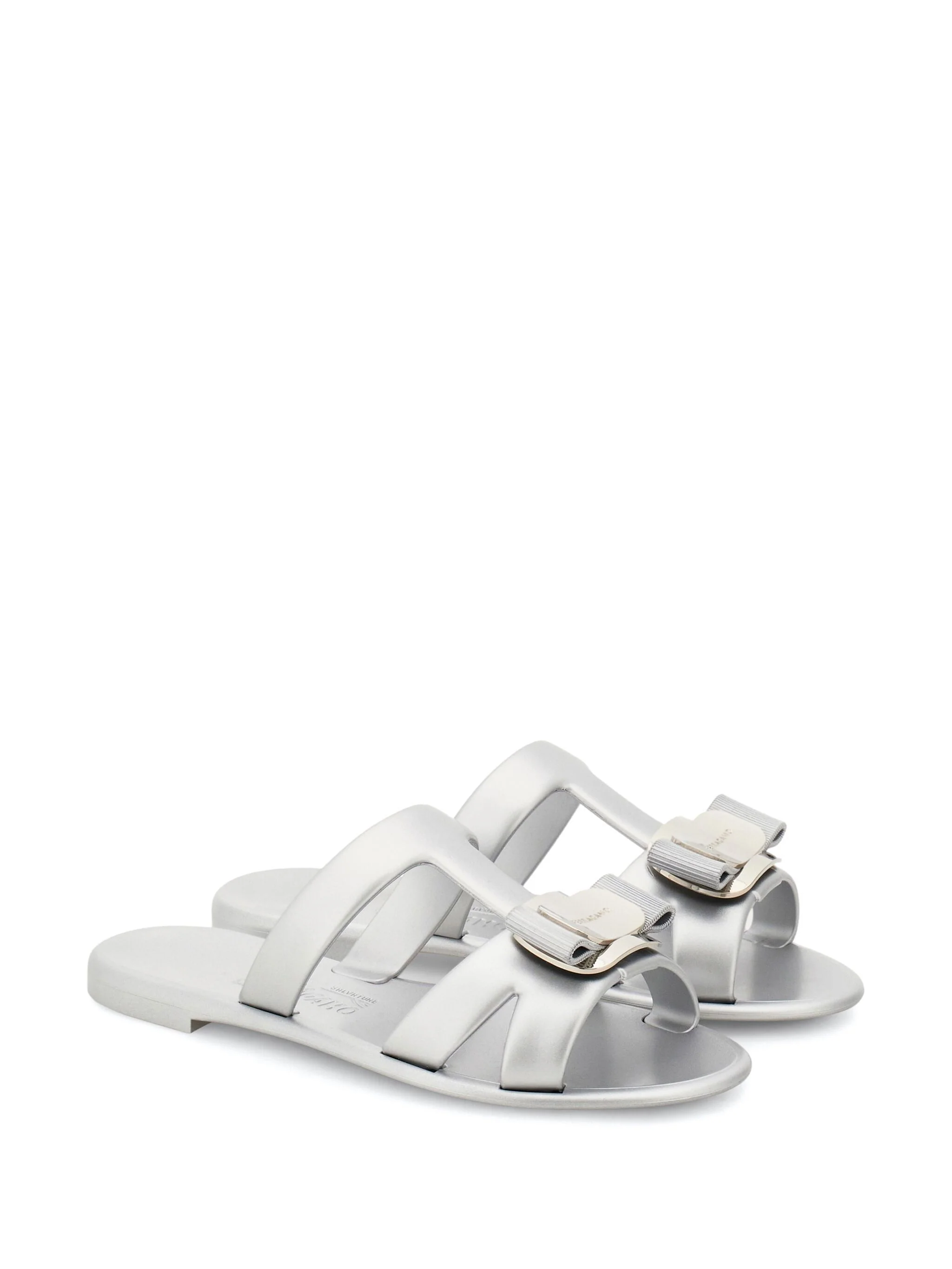 Silver Lilou Flat Slide Rubber Sandals - Image 2