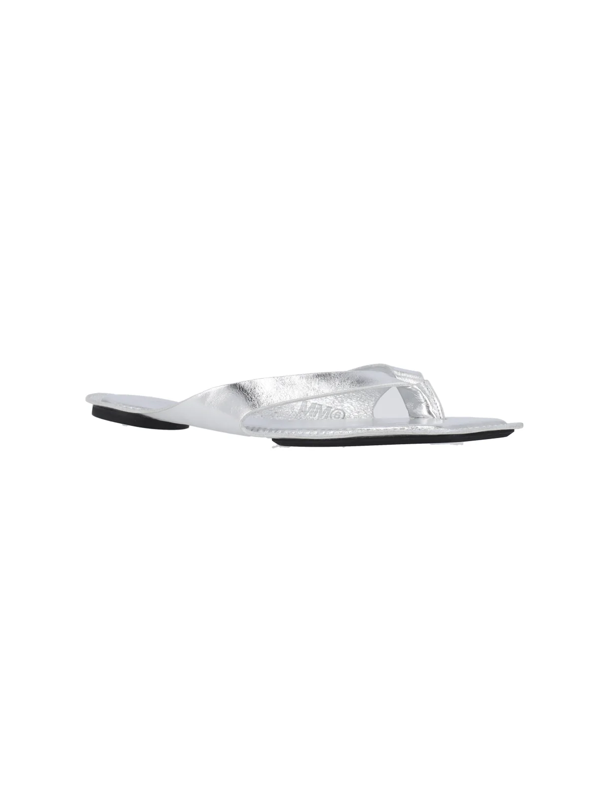 Silver Metallic Thong Contoured Sole Sandals - Image 2
