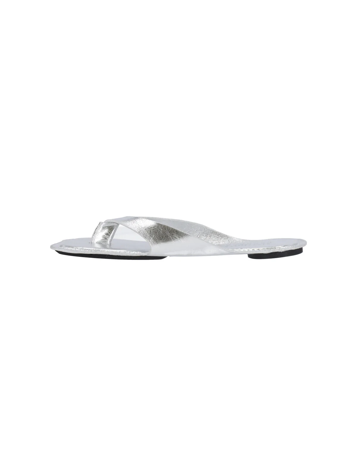 Silver Metallic Thong Contoured Sole Sandals - Image 3