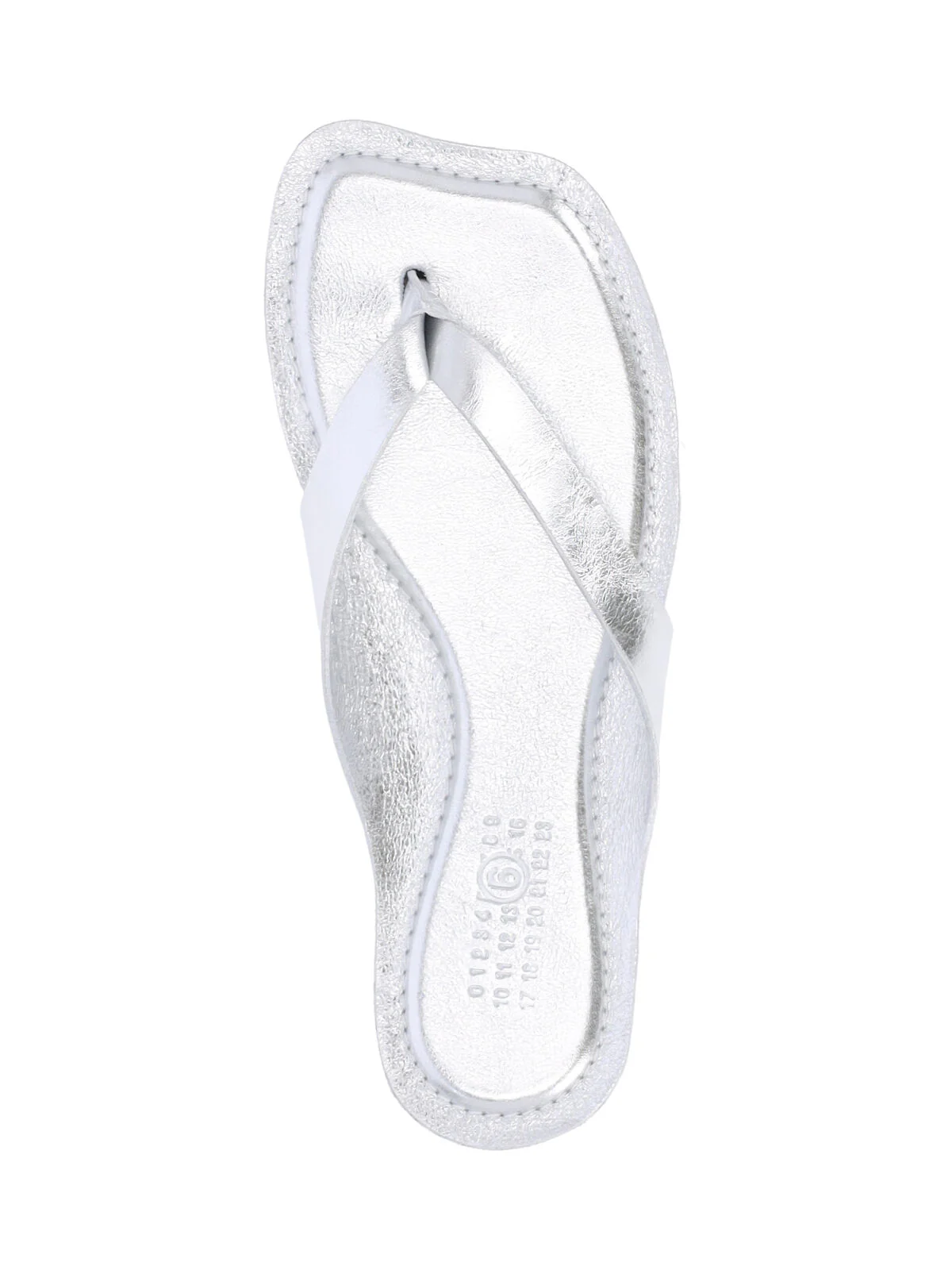 Silver Metallic Thong Contoured Sole Sandals - Image 5