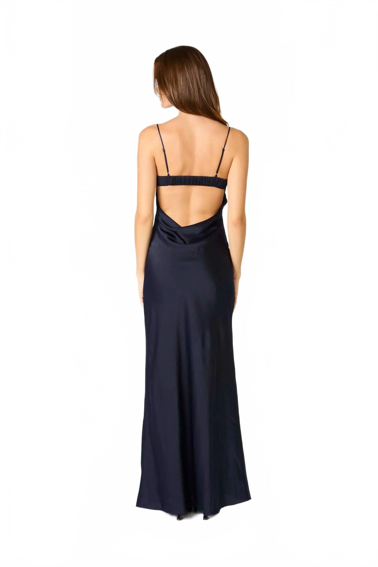 Silvia Milkmaid Sweetheart Maxi Dress In Ink Blue - Image 4