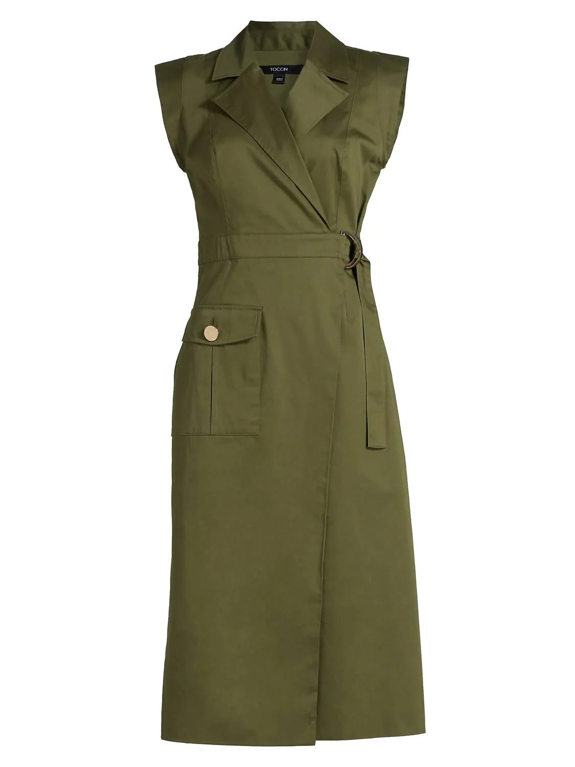 Silvia Safari Wrap Midi Dress In Olive - Image 4