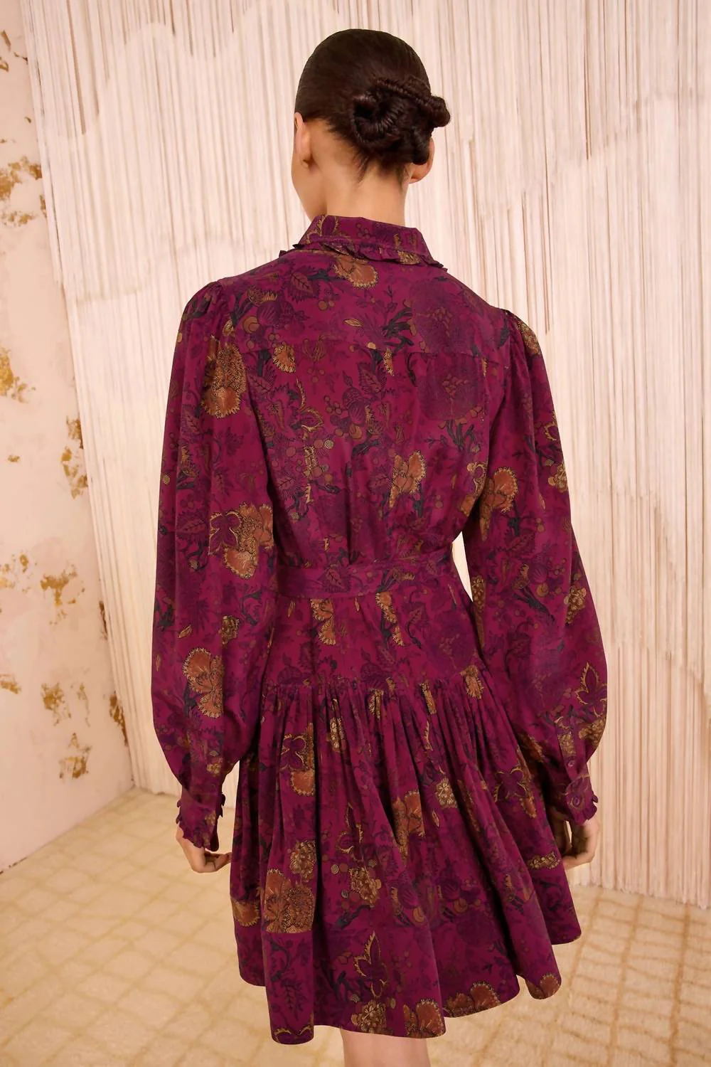 Simona Silk Long Sleeve Dress In Peony - Image 2