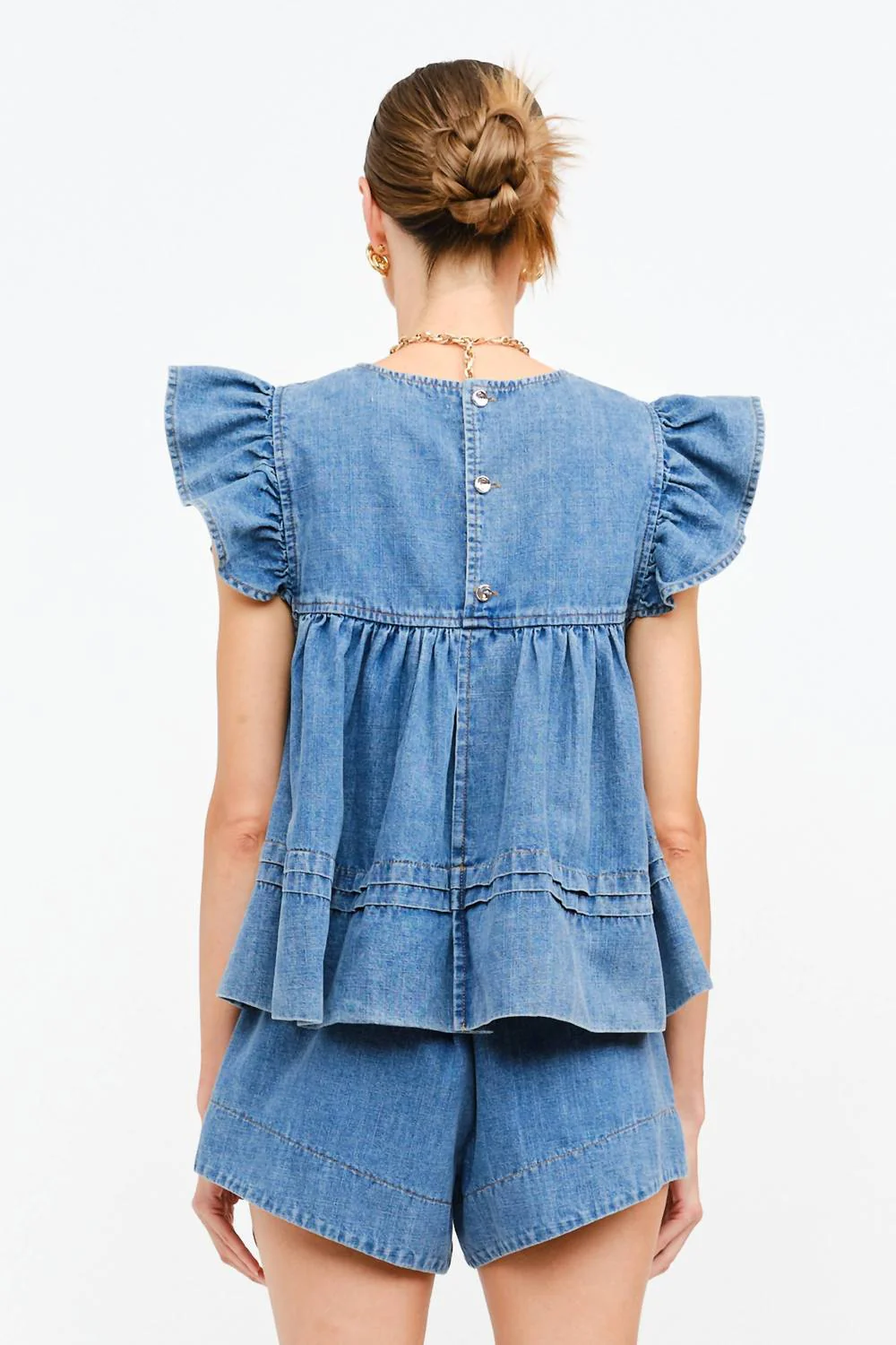 Simone Poplin Shorts In Denim - Image 3