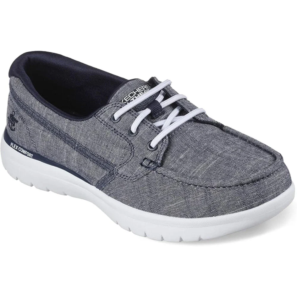 Skechers GOwalk Lite - Isla 15433-NVY Women's 12D Gray Moc Toe Boat Shoe ZAP2384