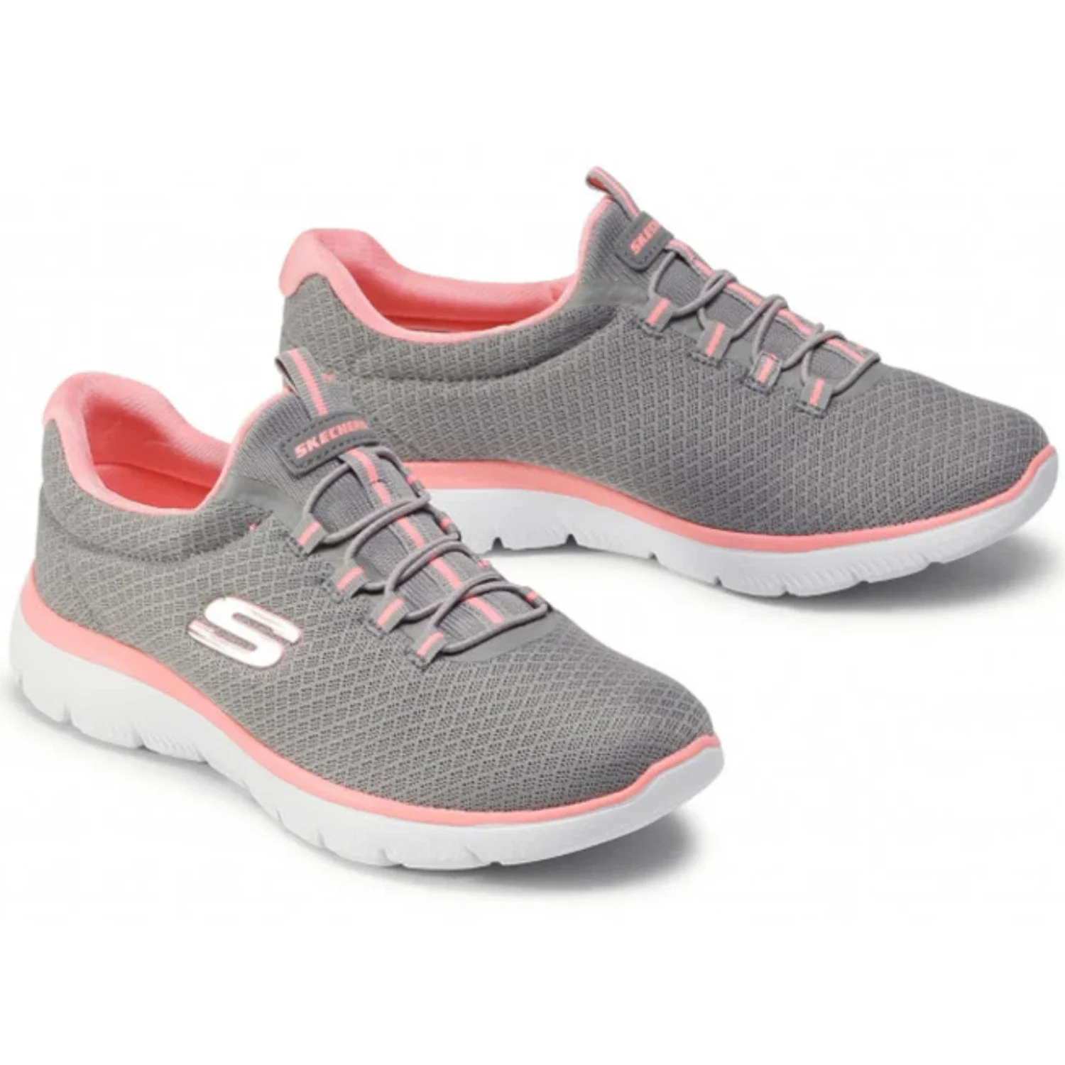 Skechers Summits 12980-GYPK Sneakers Womens Gray Pink Slip On Shoes ZAP2378
