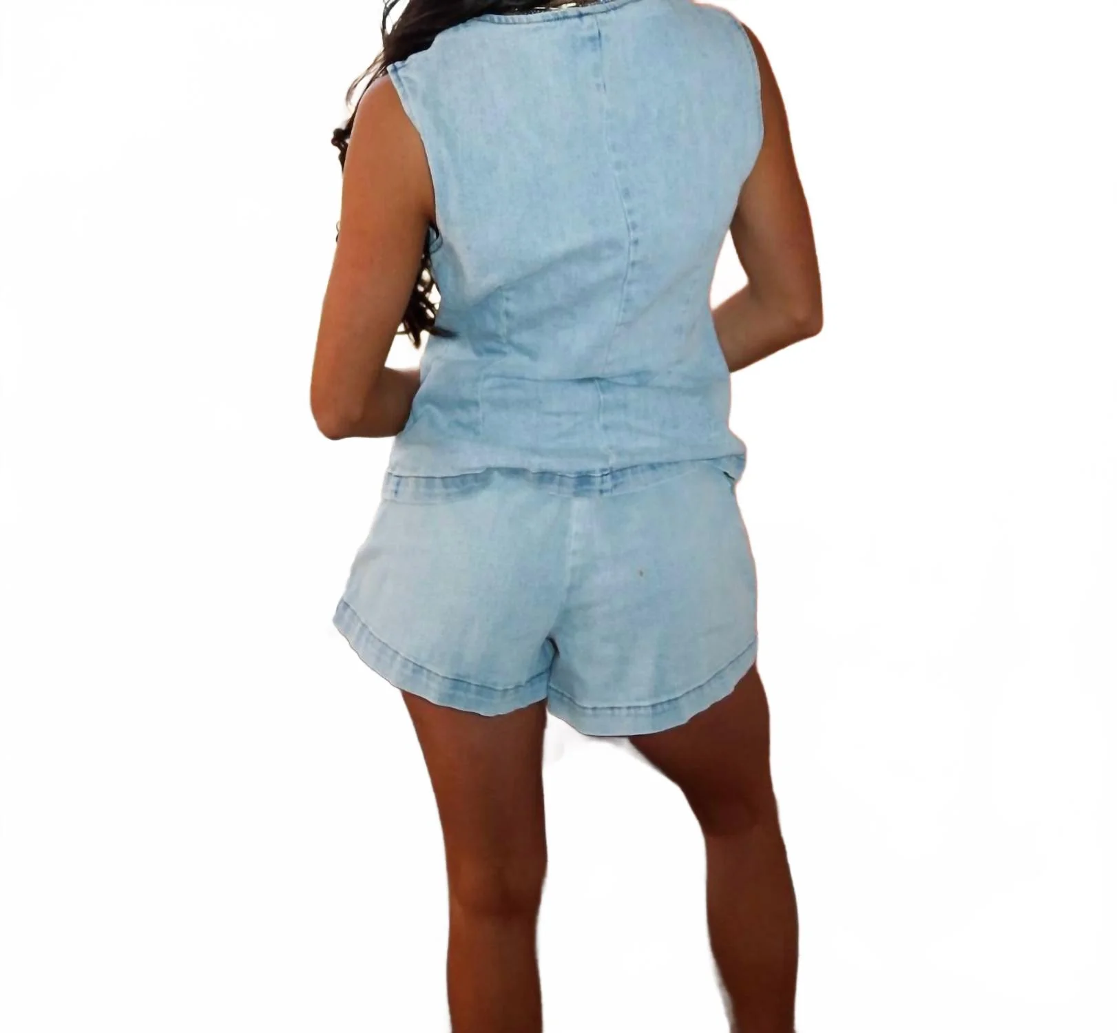 Skies Denim Shorts In Blue - Image 3