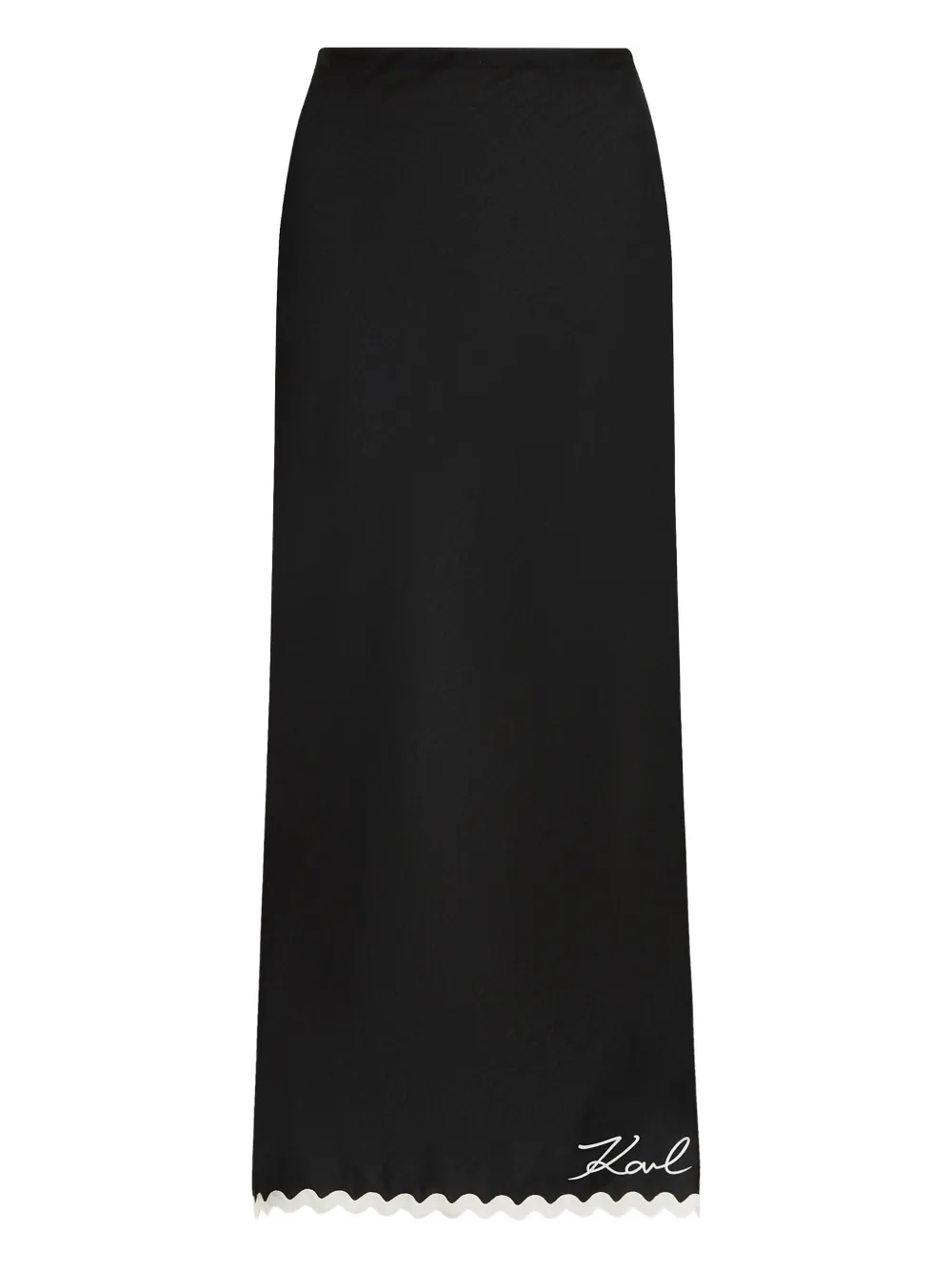 Sleek Maxi Skirt with Contrasting Scalloped Hem