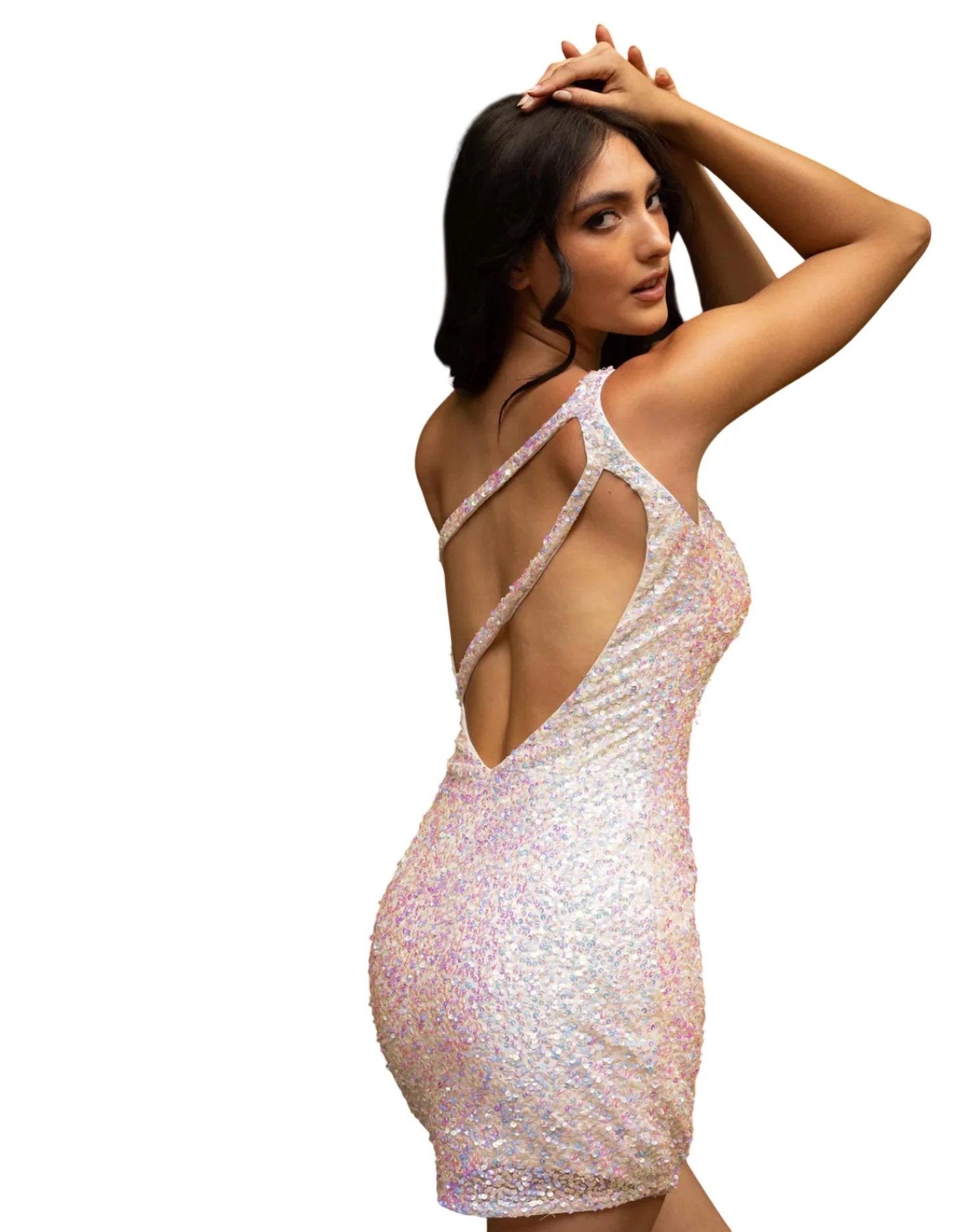 Sleeveless Beaded Cocktail Dress In Ivory - Image 3