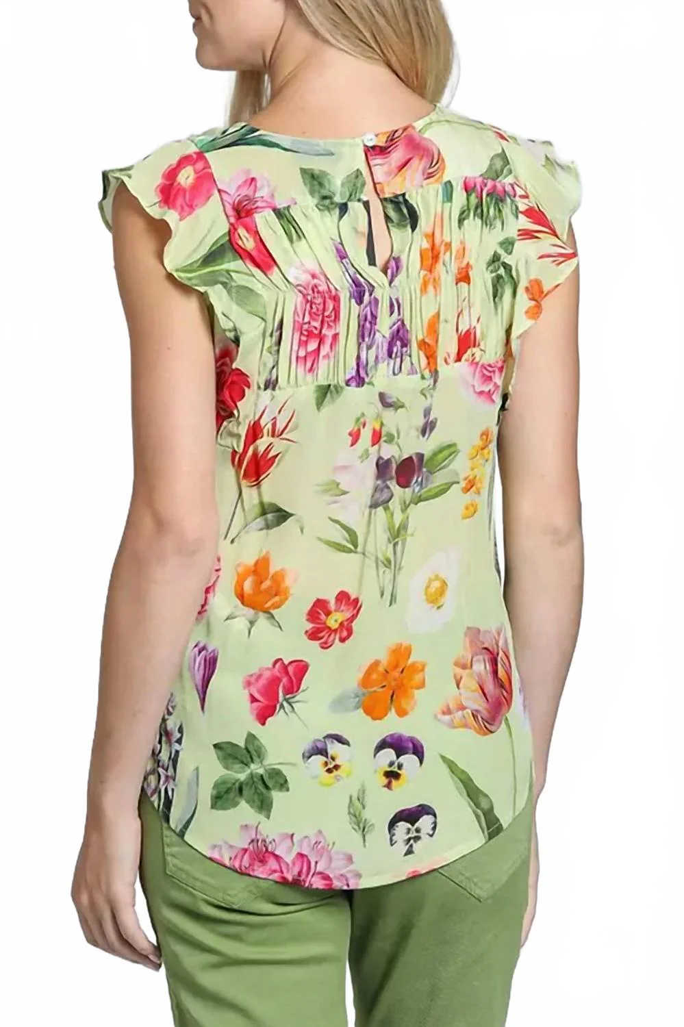 Sleeveless Flutter Sleeve Top In Yellow Multi - Image 2