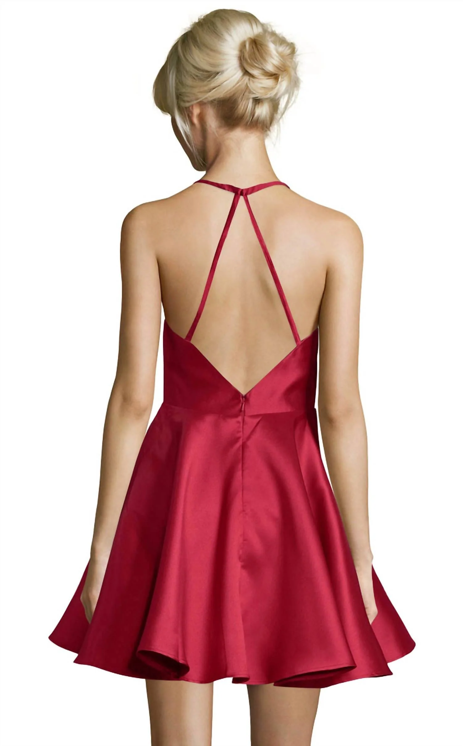 Sleeveless Halter Cocktail Dress In Red - Image 2