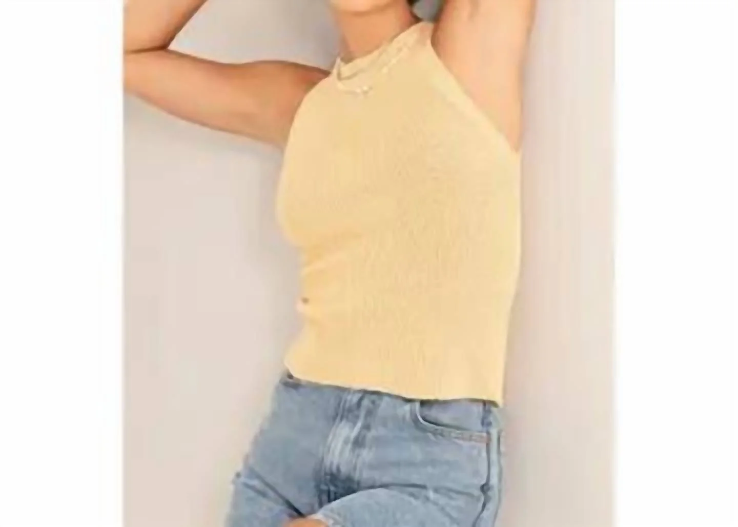 Sleeveless Halter Top In Caffe Latte - Image 2