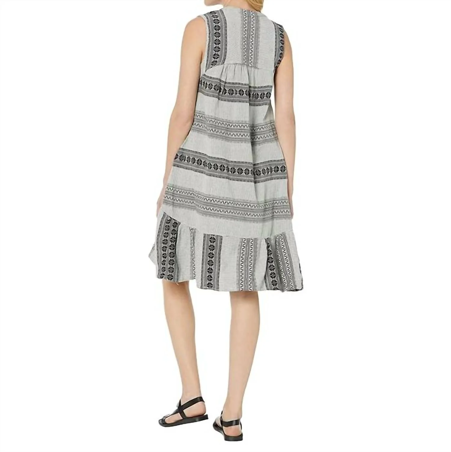 Sleeveless Jacquard Dress In Black/white - Image 2