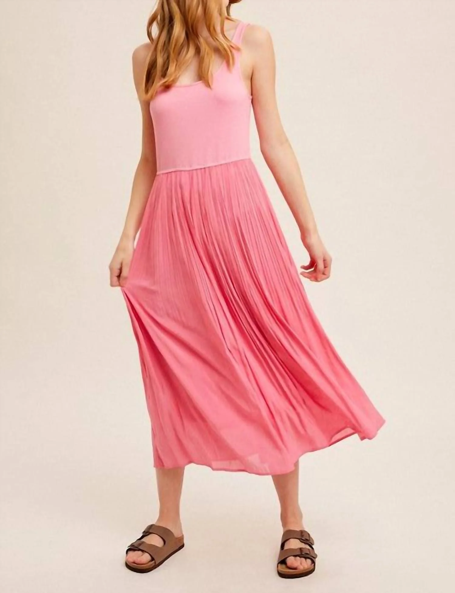 Sleeveless Midi Dress In Pink