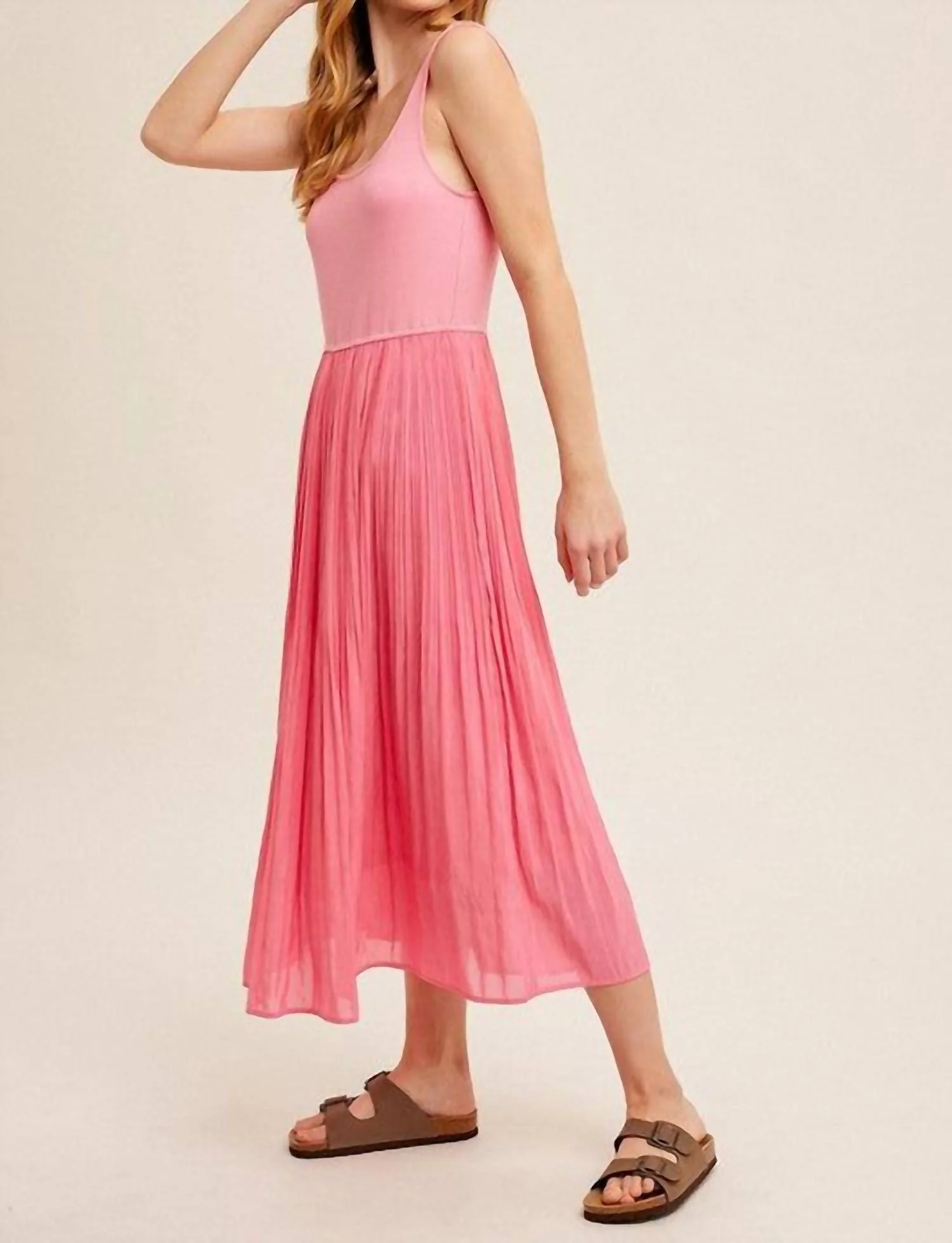 Sleeveless Midi Dress In Pink - Image 3