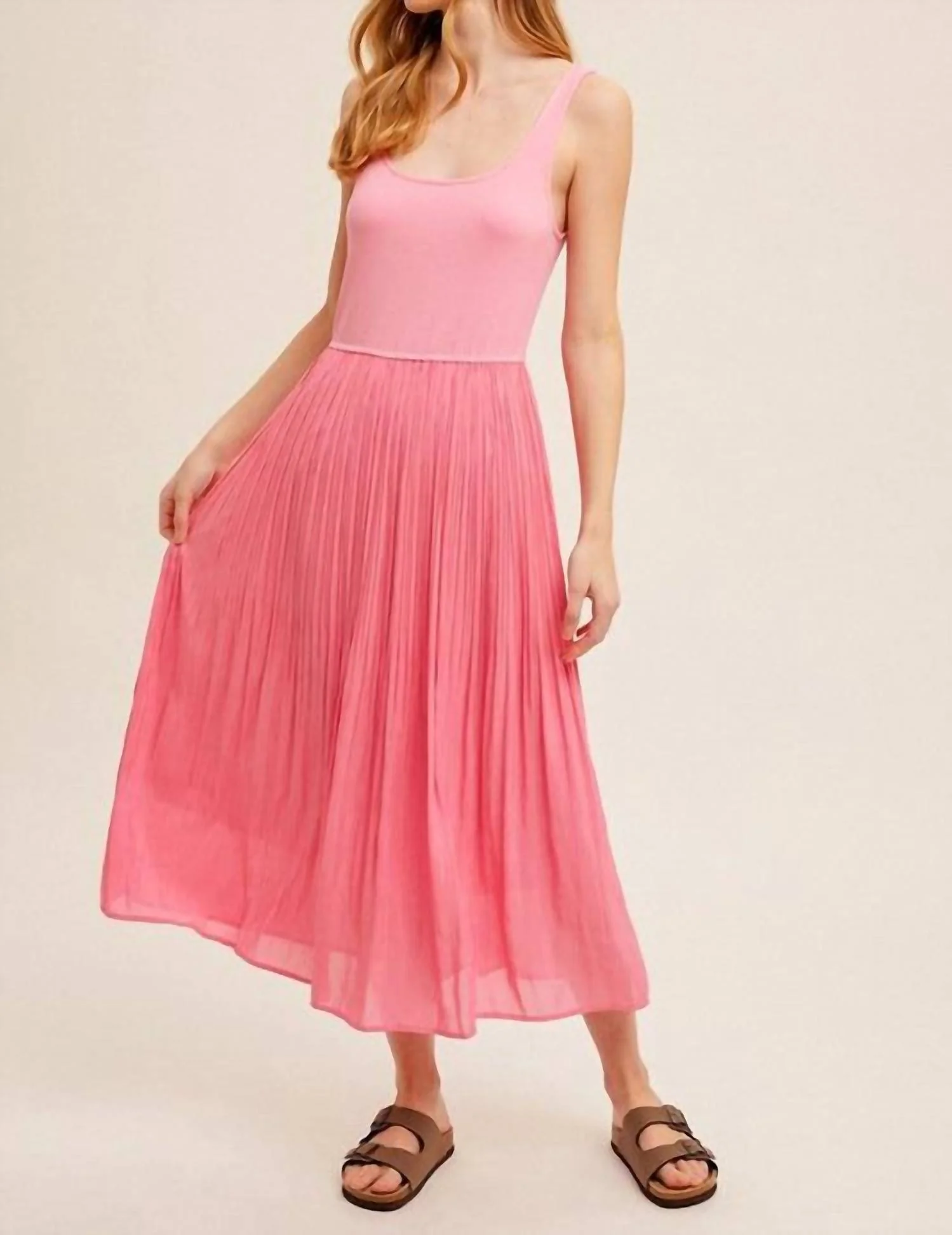 Sleeveless Midi Dress In Pink - Image 4