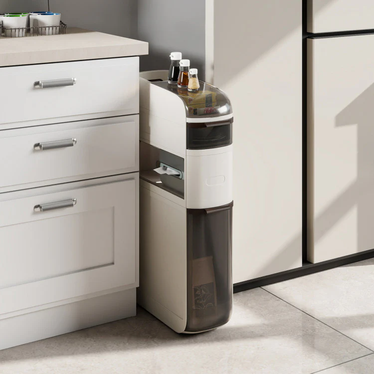Slim Bathroom Storage Organizer with Multi-Tier Shelves and Drawers - Image 2