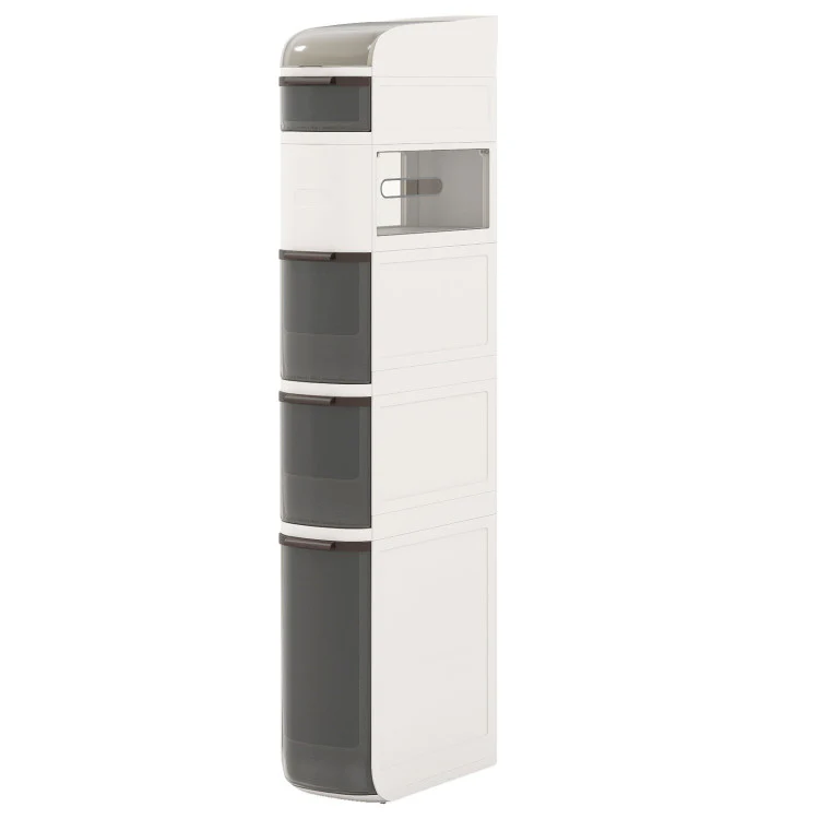 Slim Bathroom Storage Organizer with Multi-Tier Shelves and Drawers - Image 8