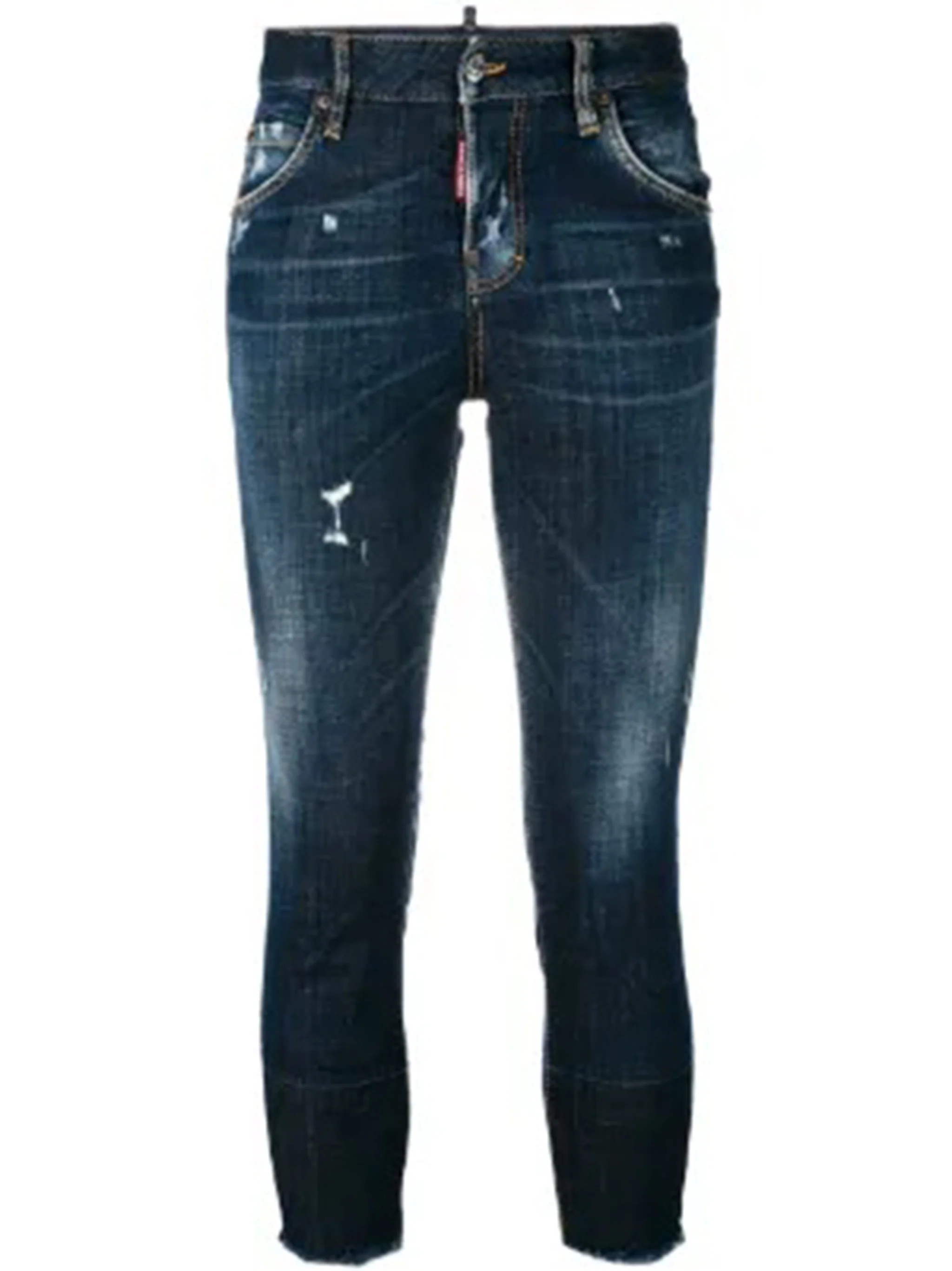 Slim Fit Dark Blue Distressed Jeans