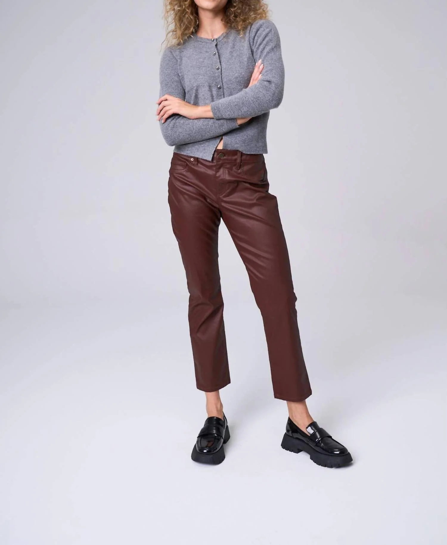 Slim Straight Coated Jeans In Berry