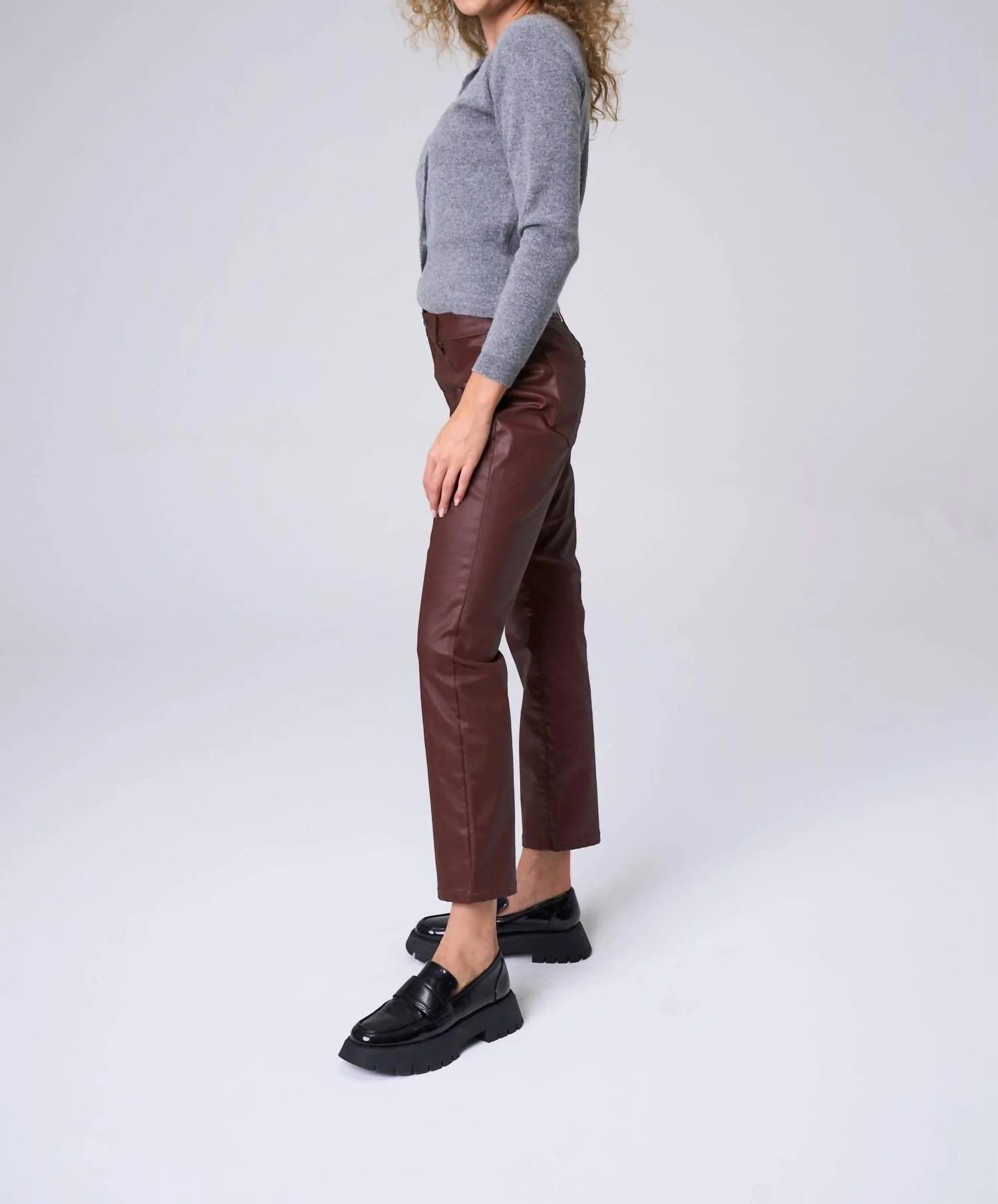 Slim Straight Coated Jeans In Berry - Image 2