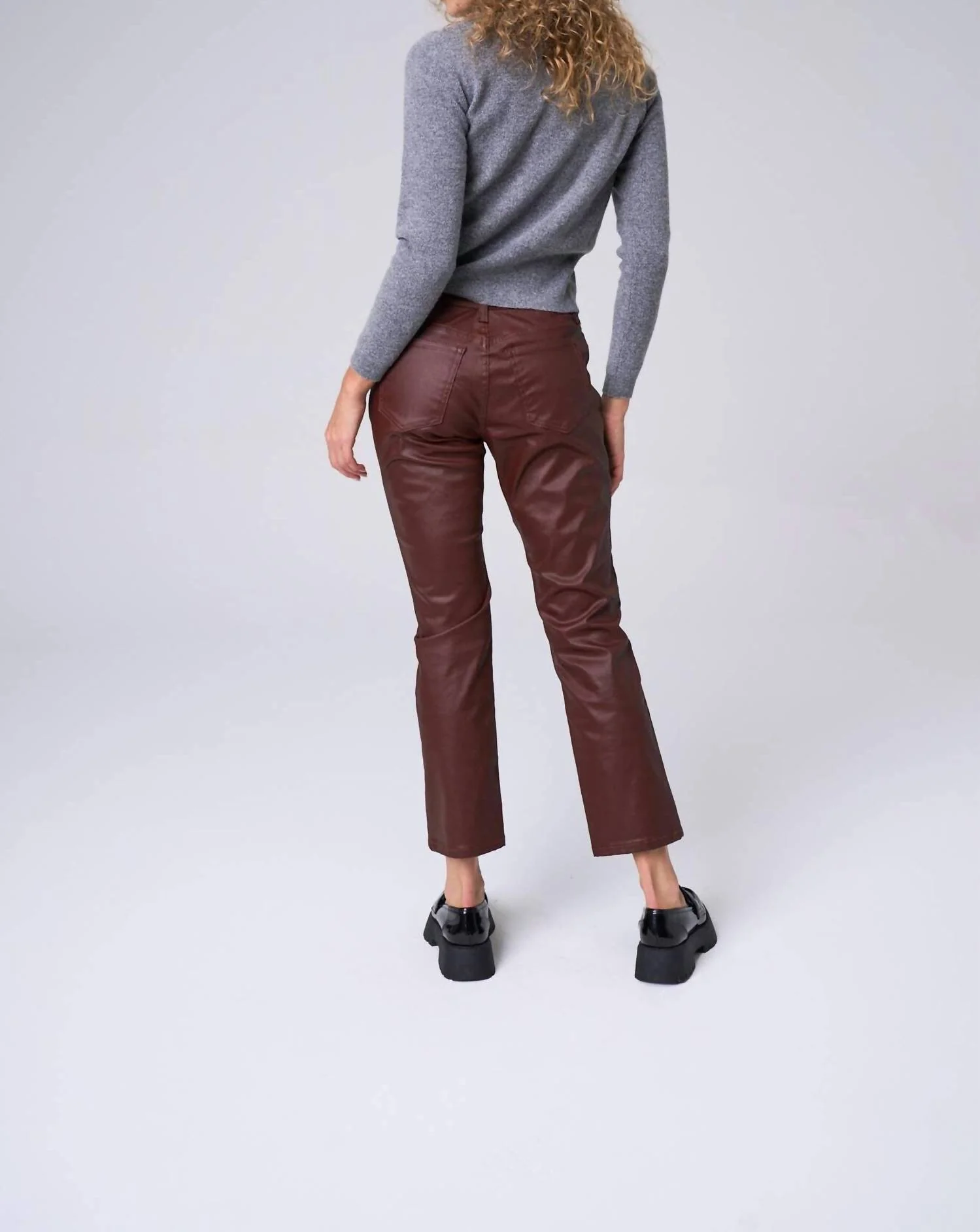 Slim Straight Coated Jeans In Berry - Image 4