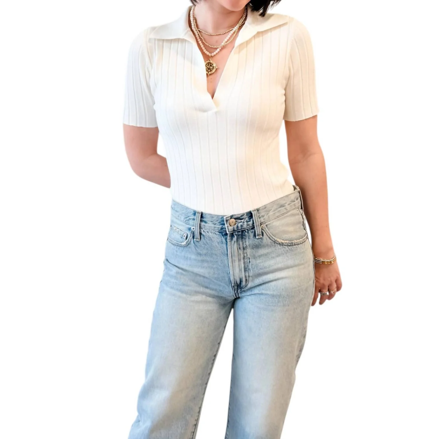 Smith Polo Top In White