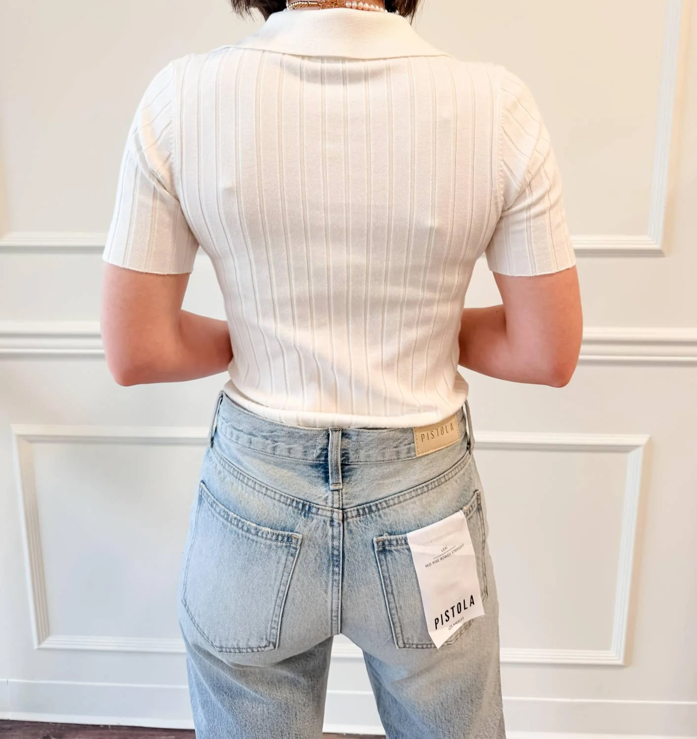Smith Polo Top In White - Image 3