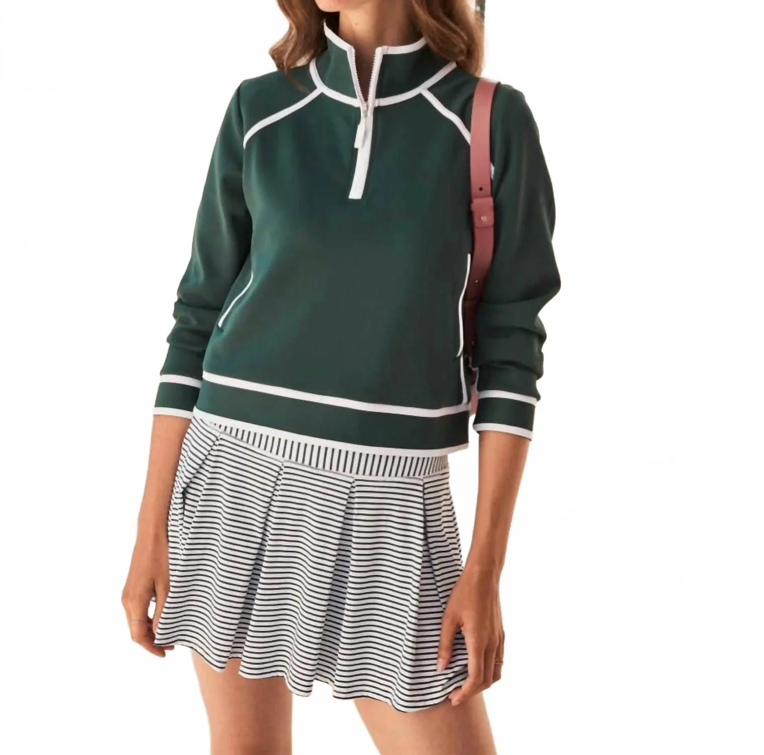 Smooth Sport Pleated Racquet Skorts In Super White Ivy Stripe