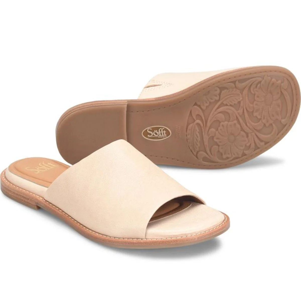 Sofft Noble SF0096915 Flat Sandals Womens Tapioca Grey Slip On Slide HTAT1223