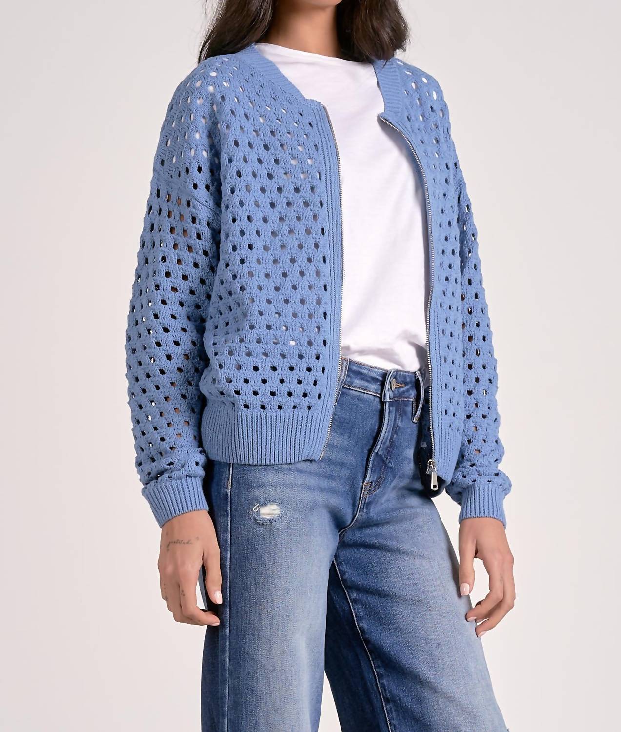 Sofia Sweater Cardigan In Blue - Image 3