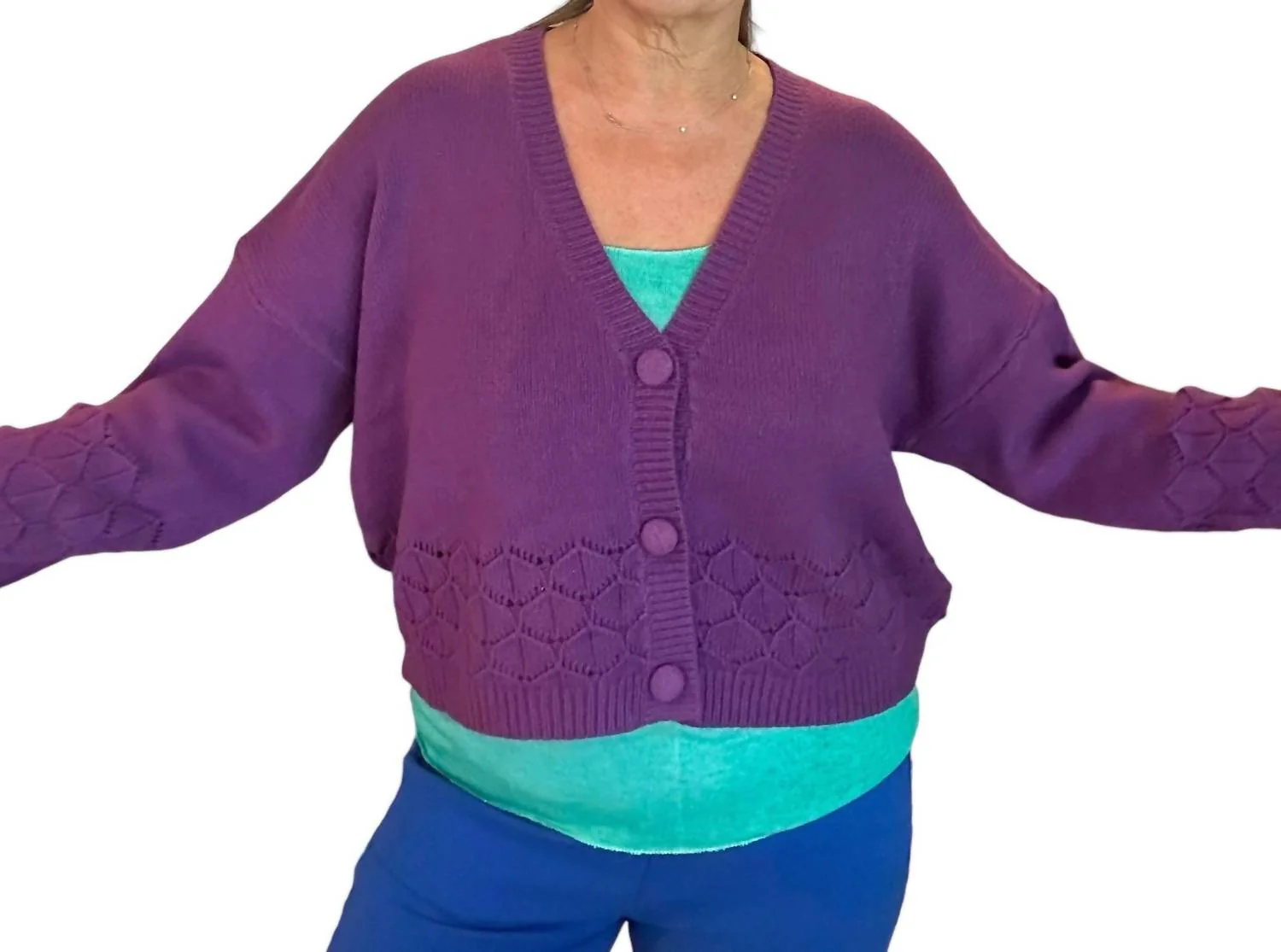 Soft Knit Cardigan In Purple - Image 2