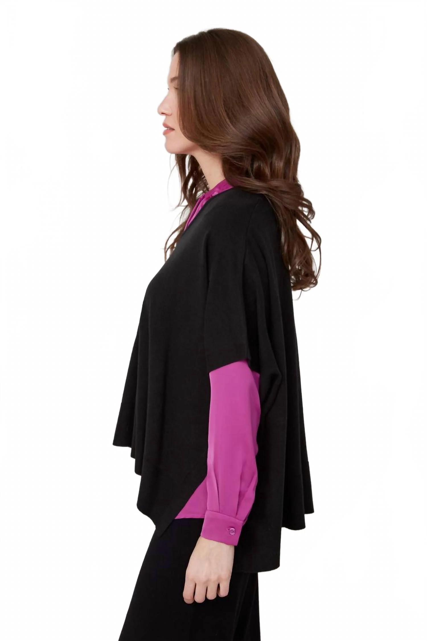 Soft Touch Poncho Style Sweater In Black - Image 3