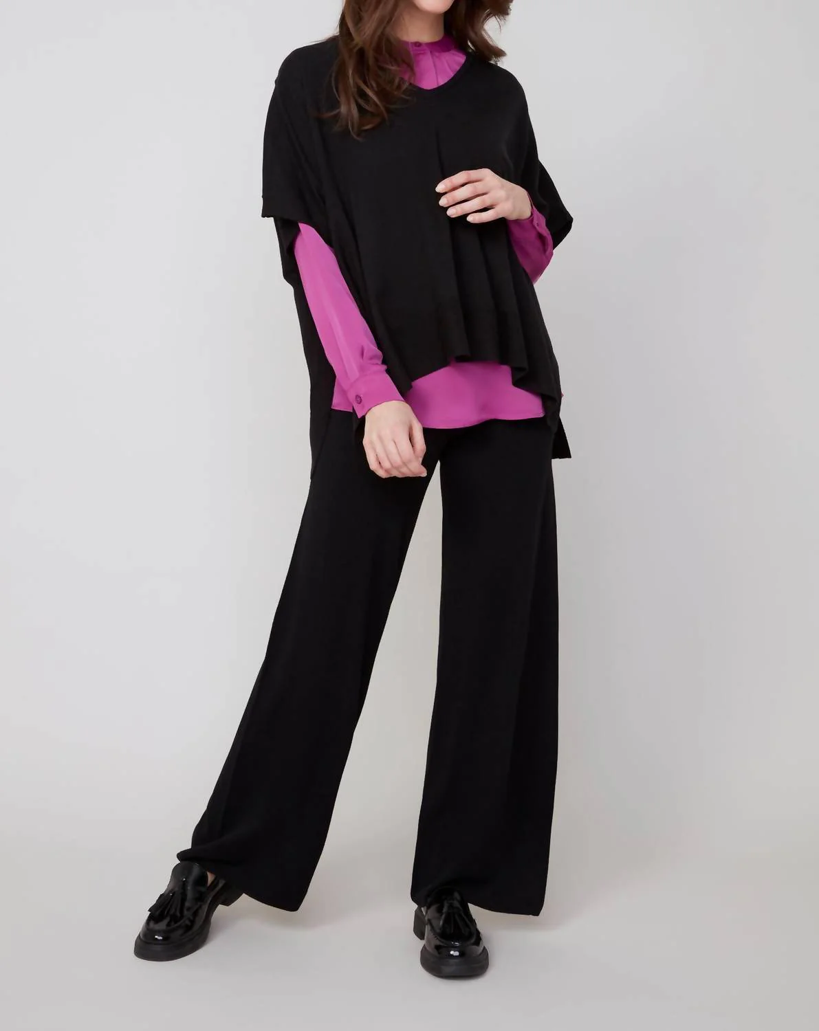 Soft Touch Poncho Style Sweater In Black - Image 4