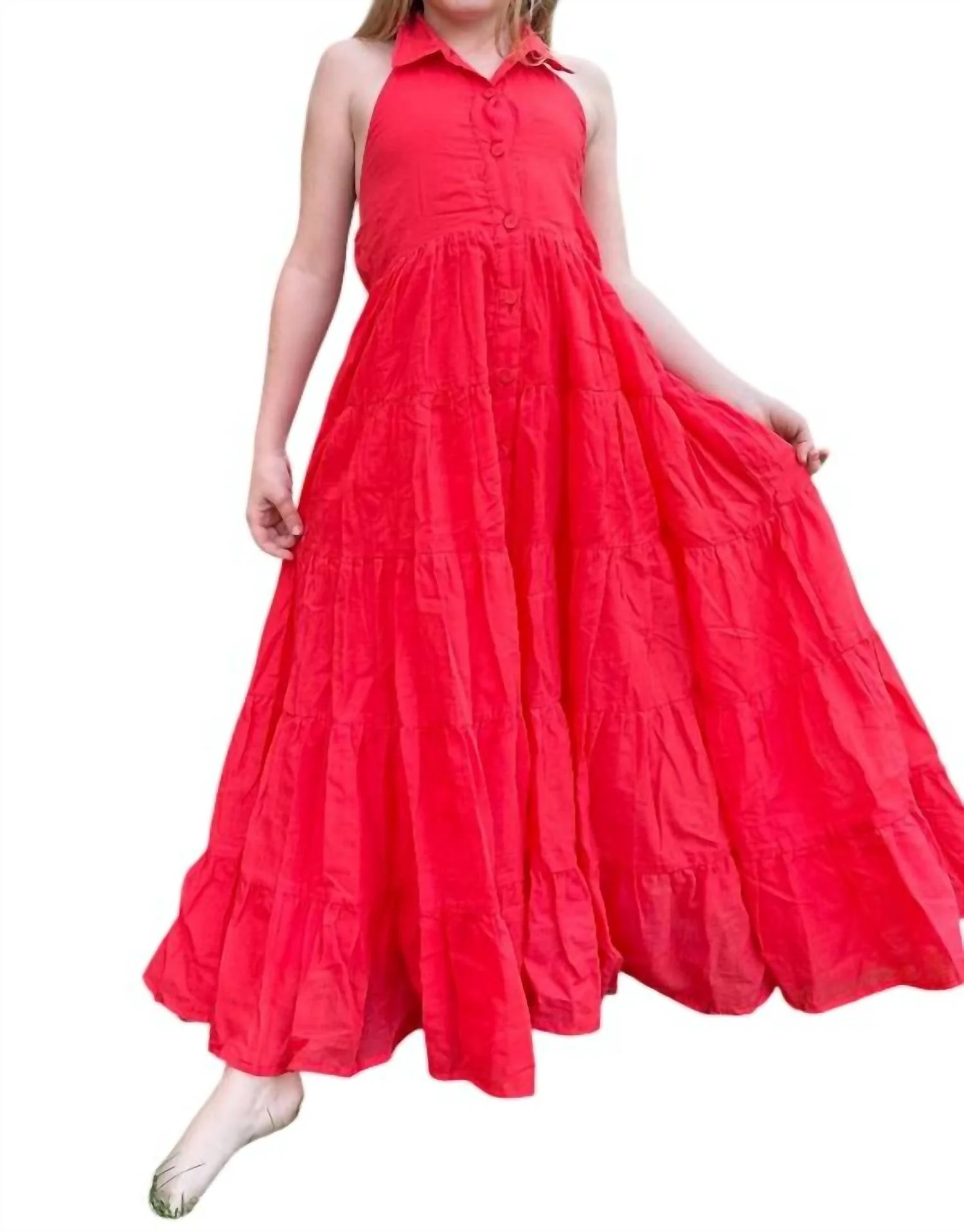 Soleil Maxi Dress In Coral Red
