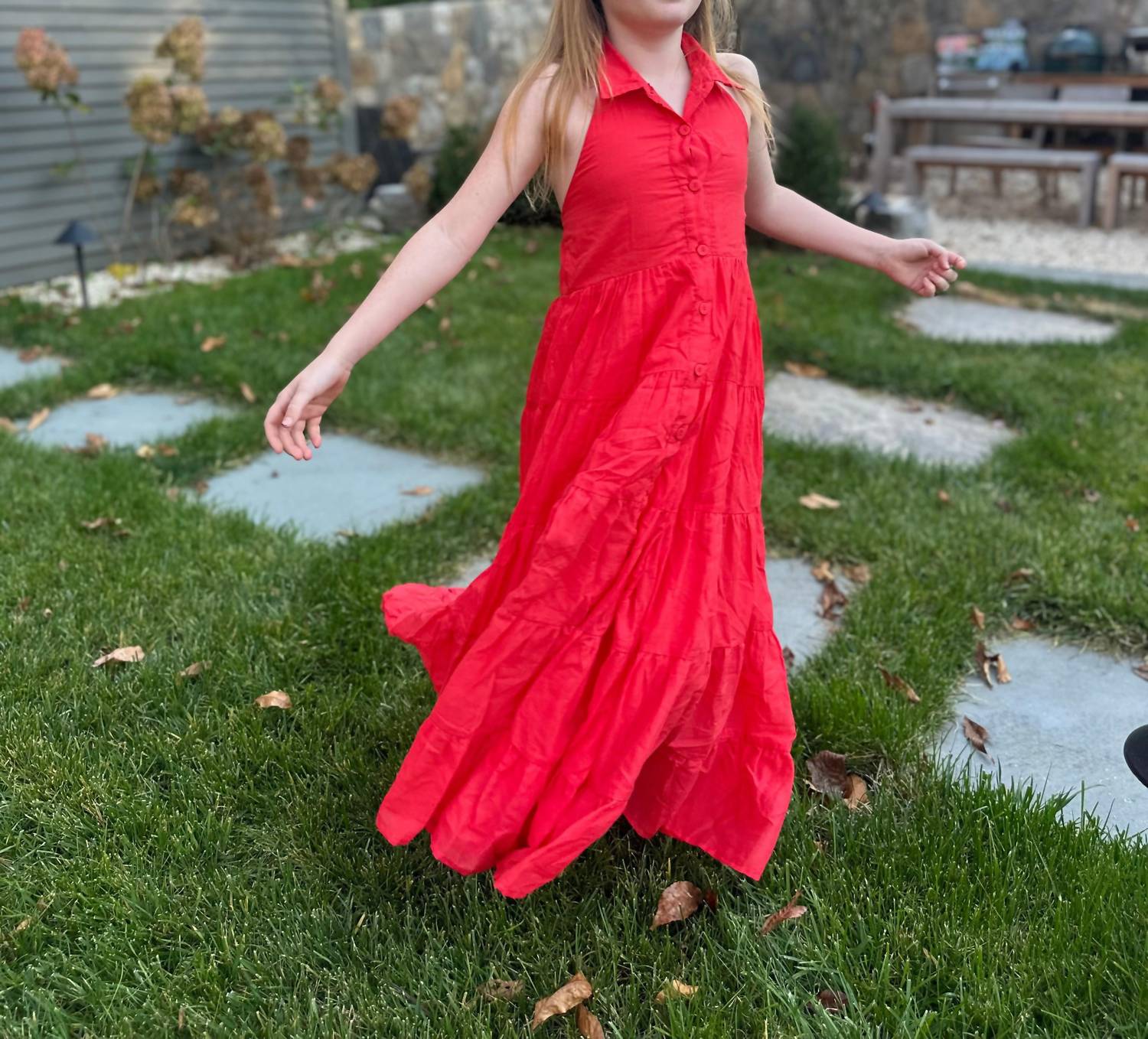 Soleil Maxi Dress In Coral Red - Image 4