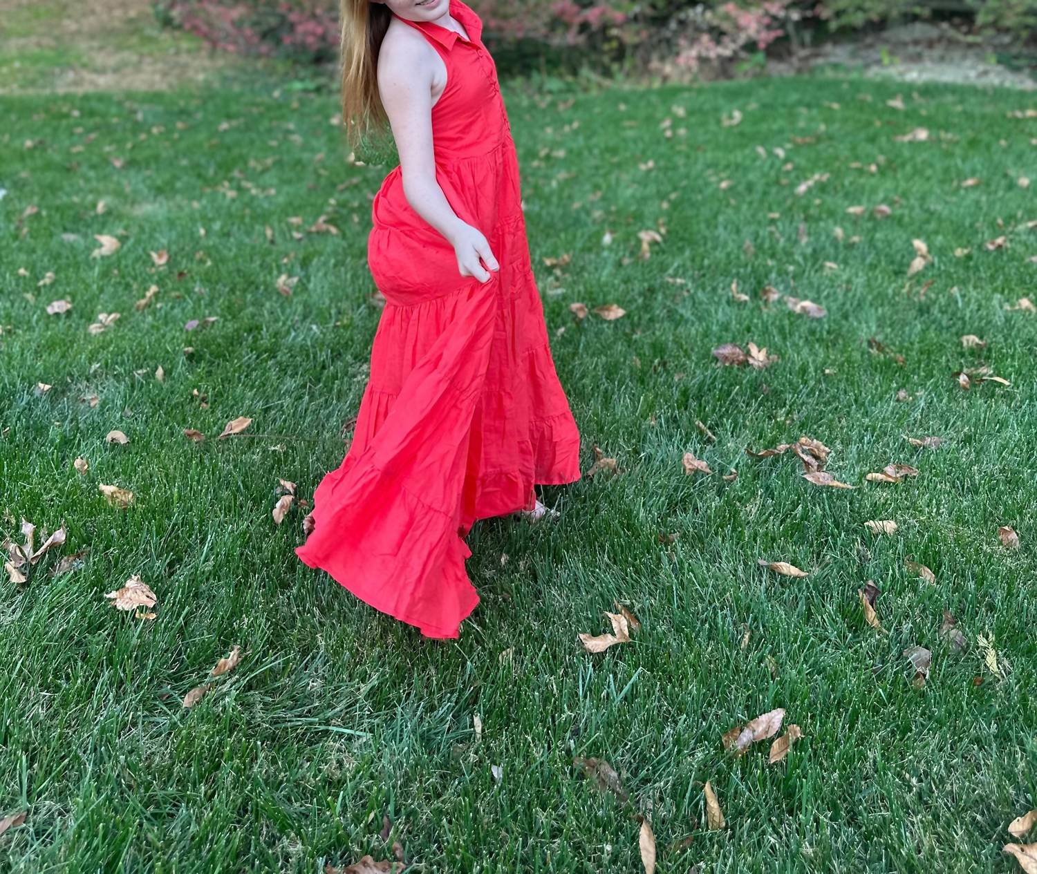 Soleil Maxi Dress In Coral Red - Image 5