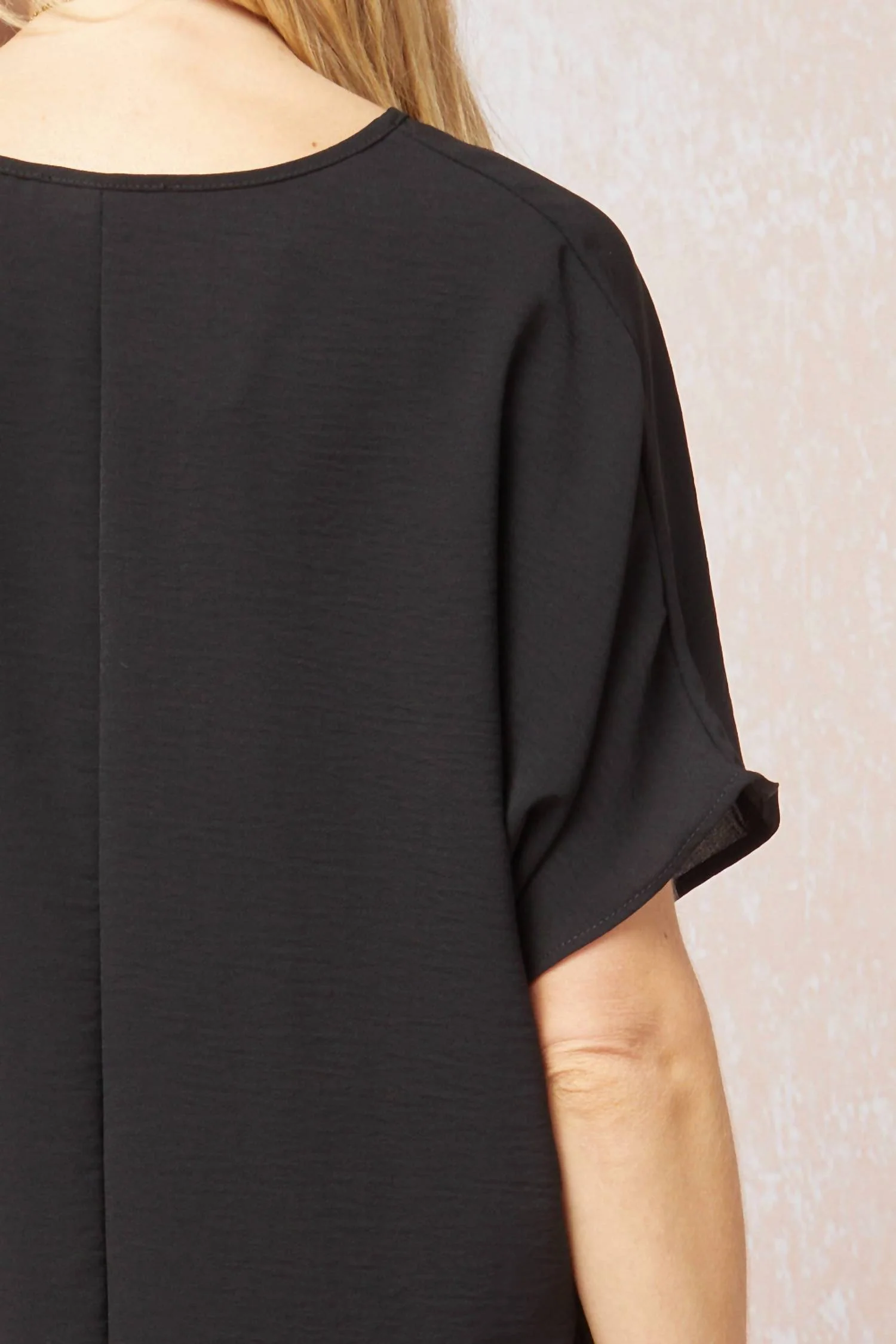 Solid V-Neck Top In Black - Image 5