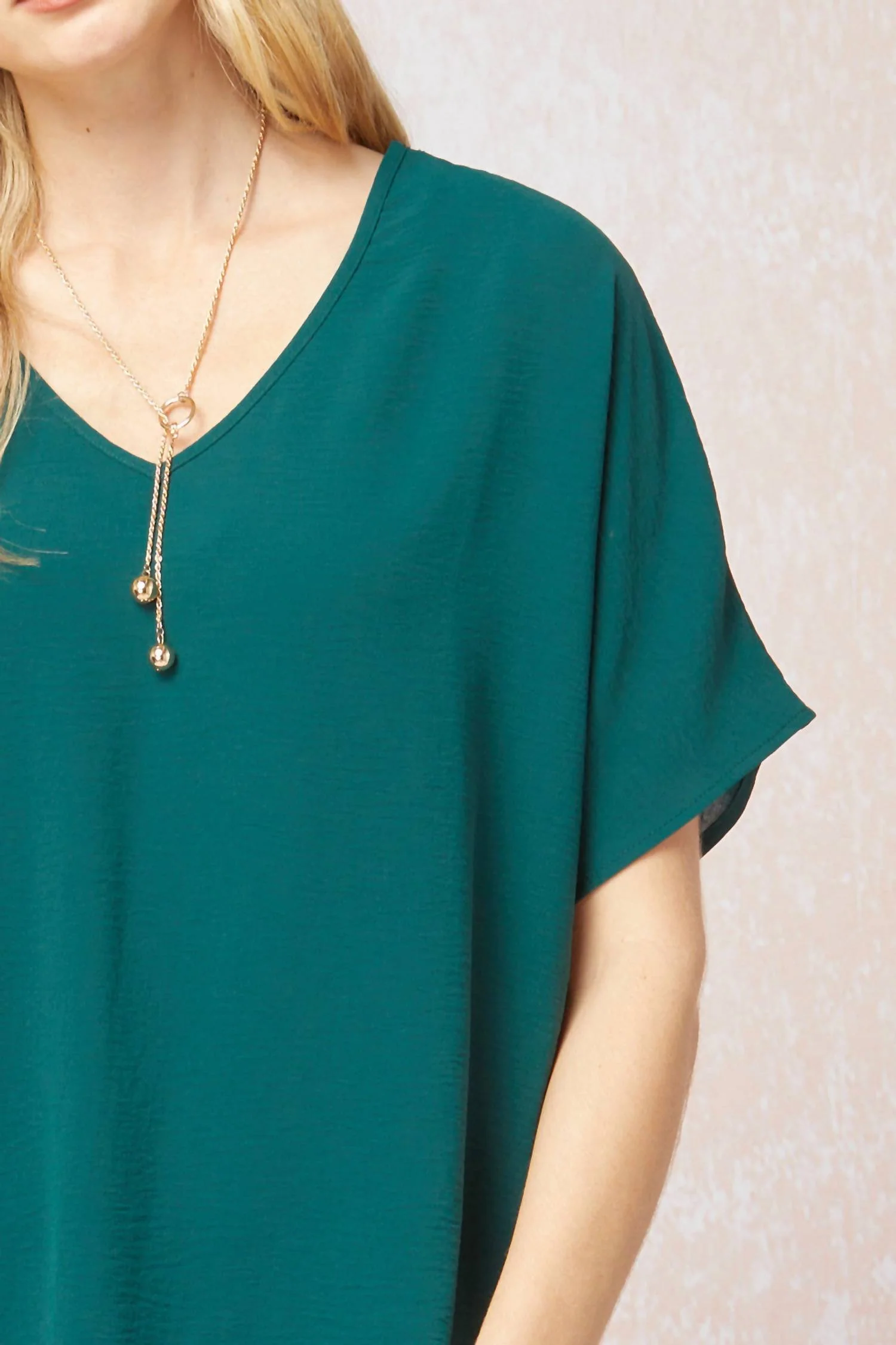 Solid V-Neck Top In Hunter Green - Image 4