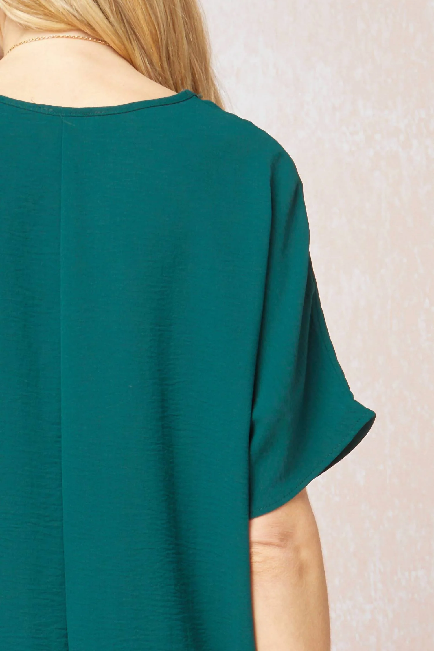 Solid V-Neck Top In Hunter Green - Image 5